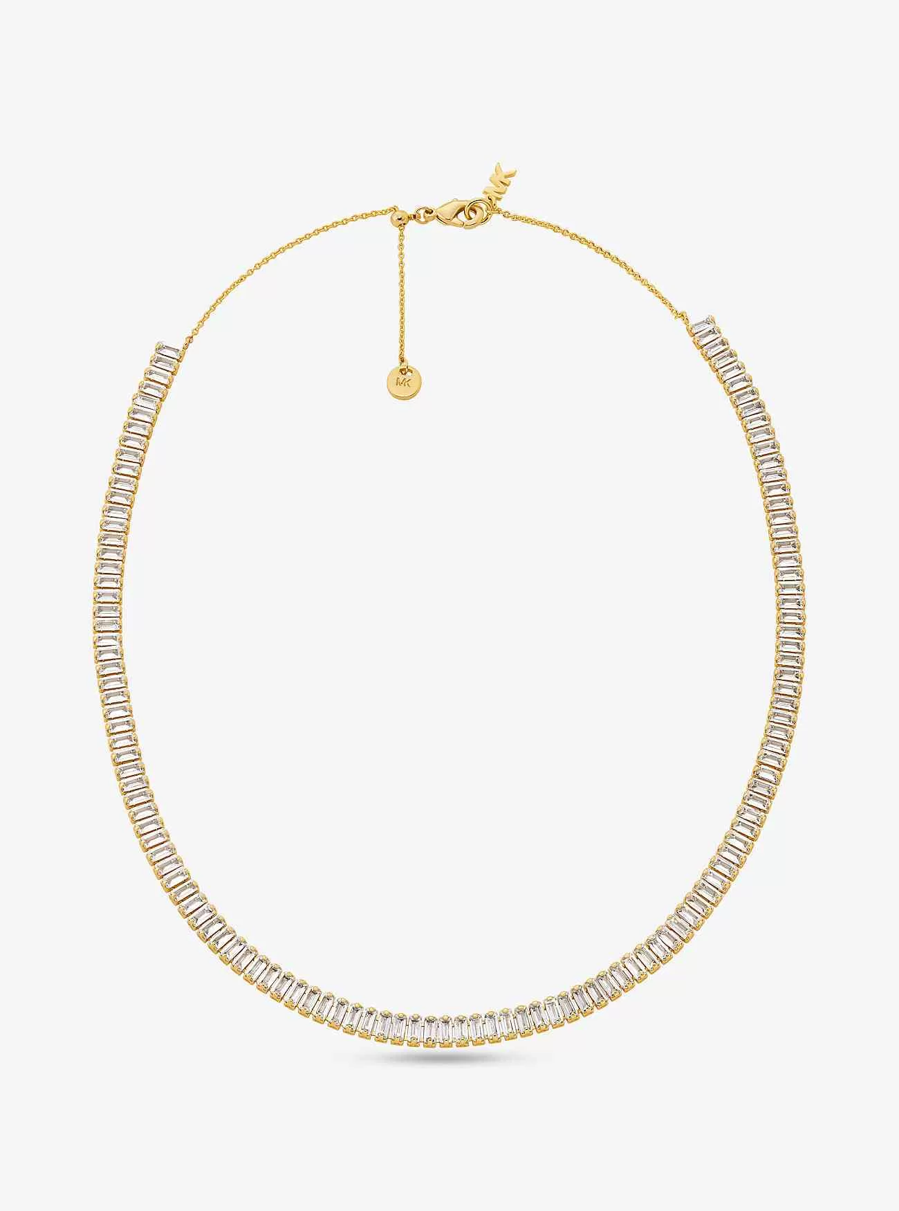 Collana tennis in ottone placcato metallo prezioso con pavé