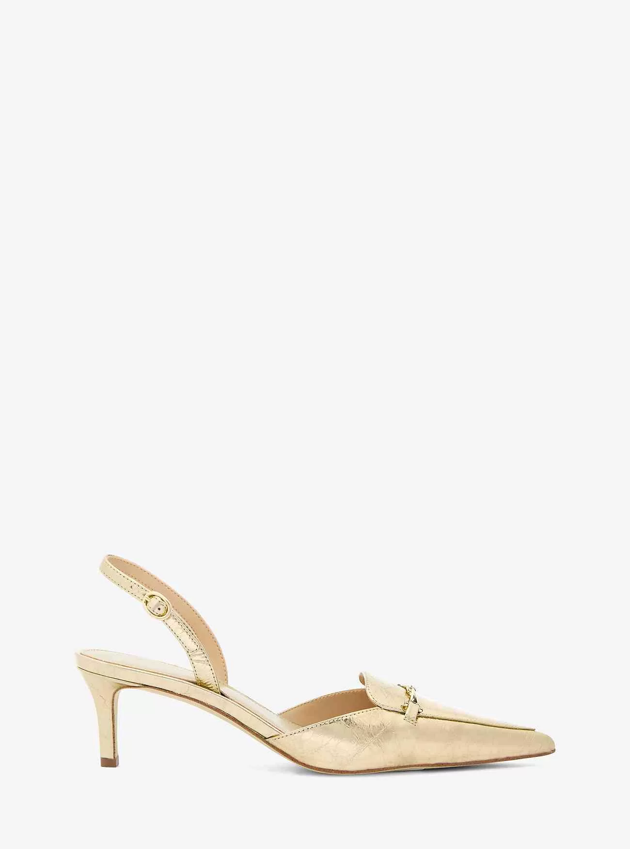 Décolleté slingback Lena in pelle metallizzata craquelé