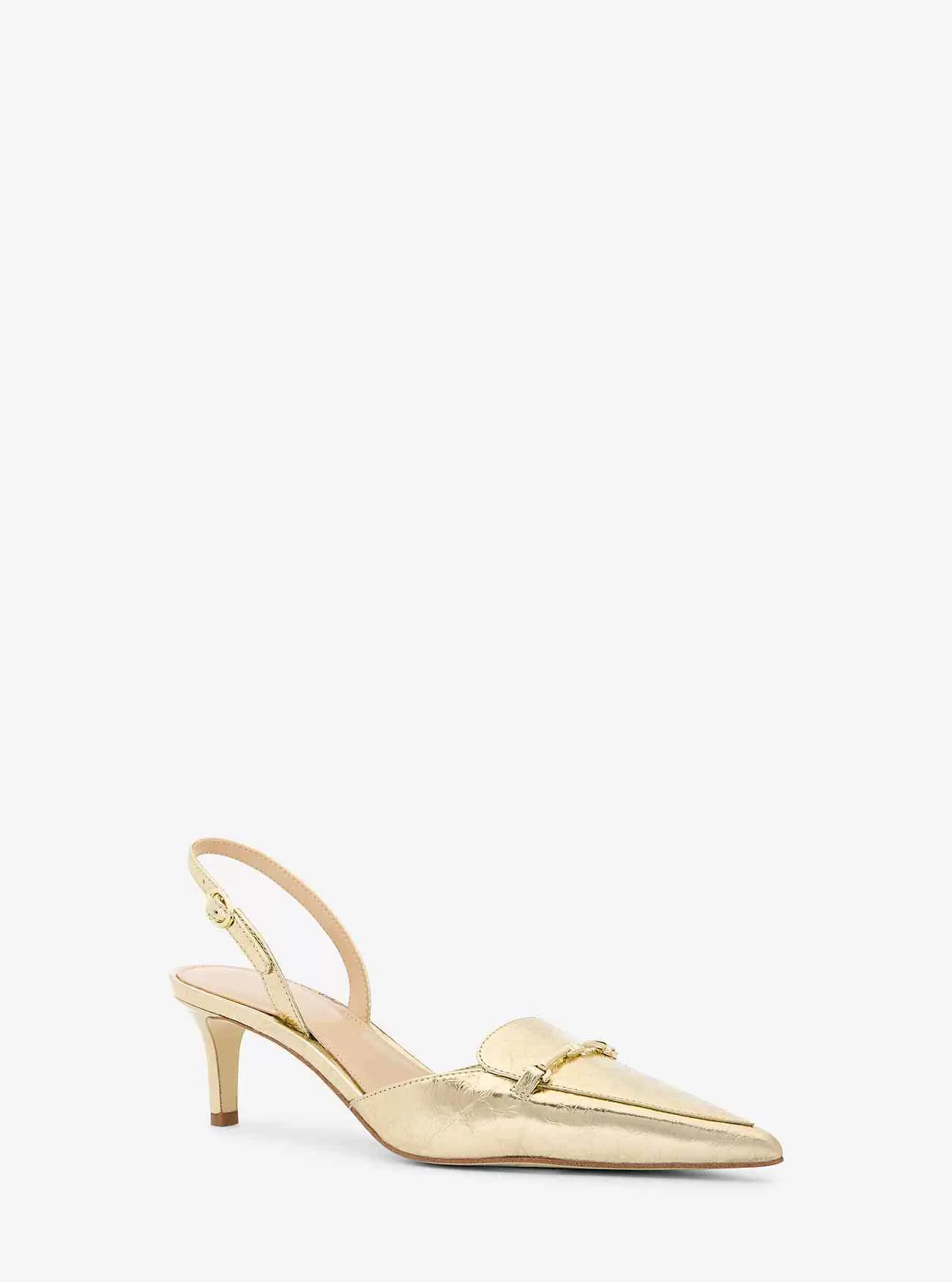 Décolleté slingback Lena in pelle metallizzata craquelé