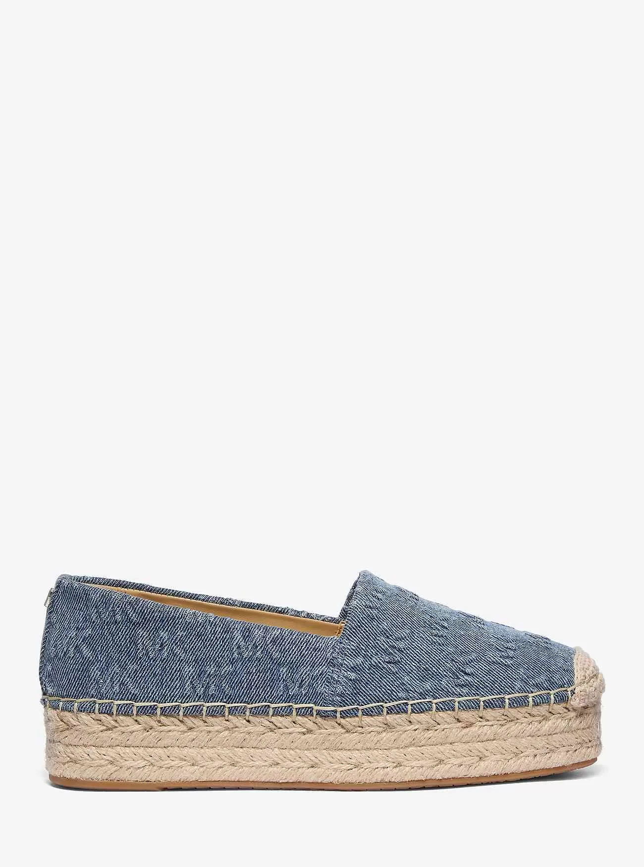 Espadrillas con plateau in denim con logo Lynn goffrato