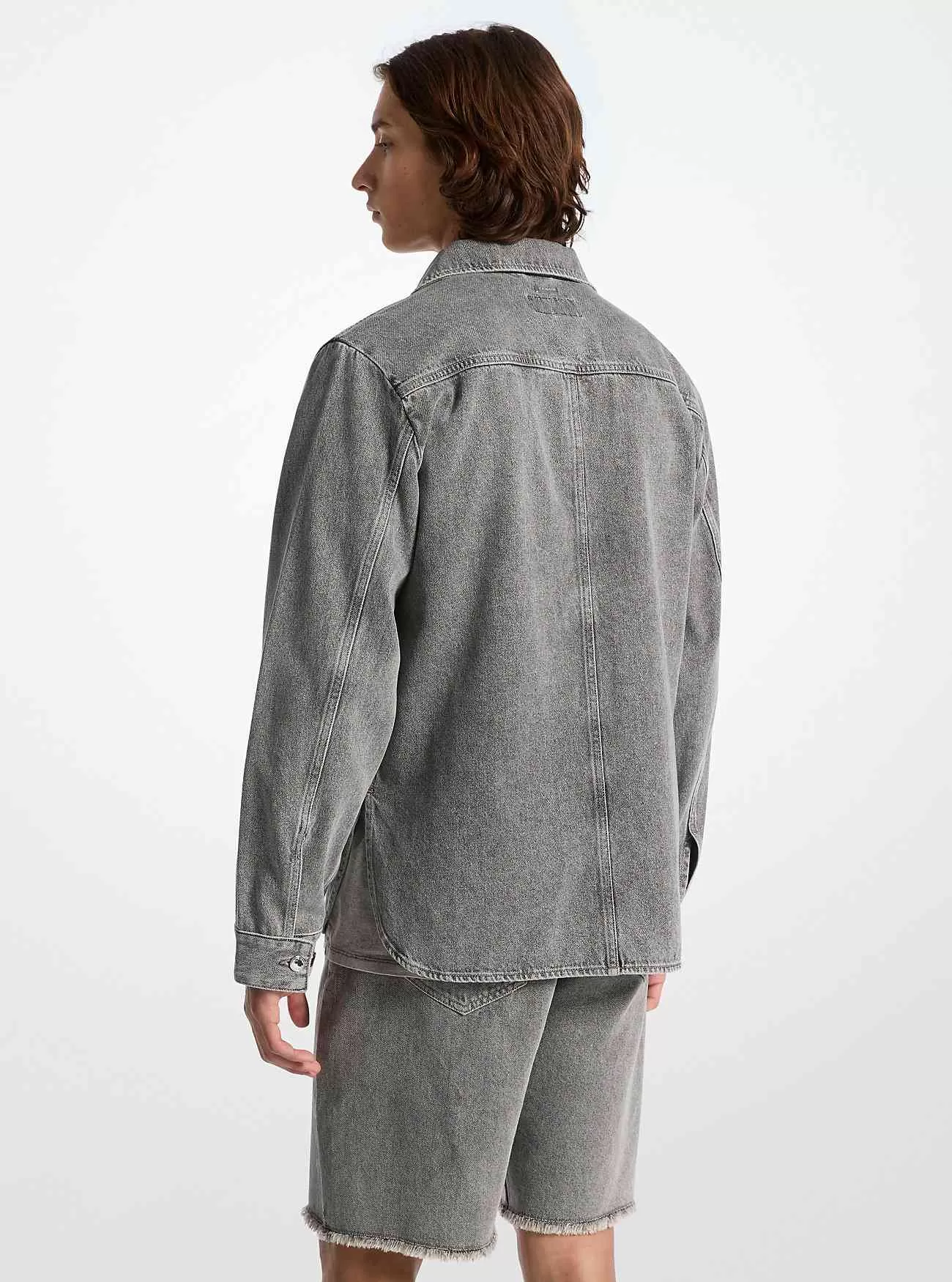 Giacca-camicia in denim lavato