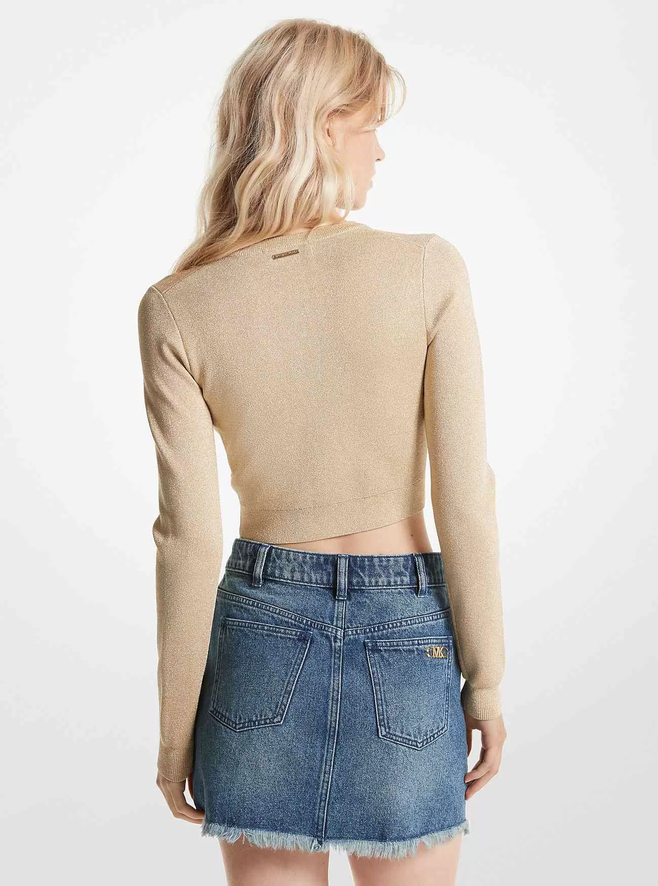 Giacca corta con zip in maglia metallizzata