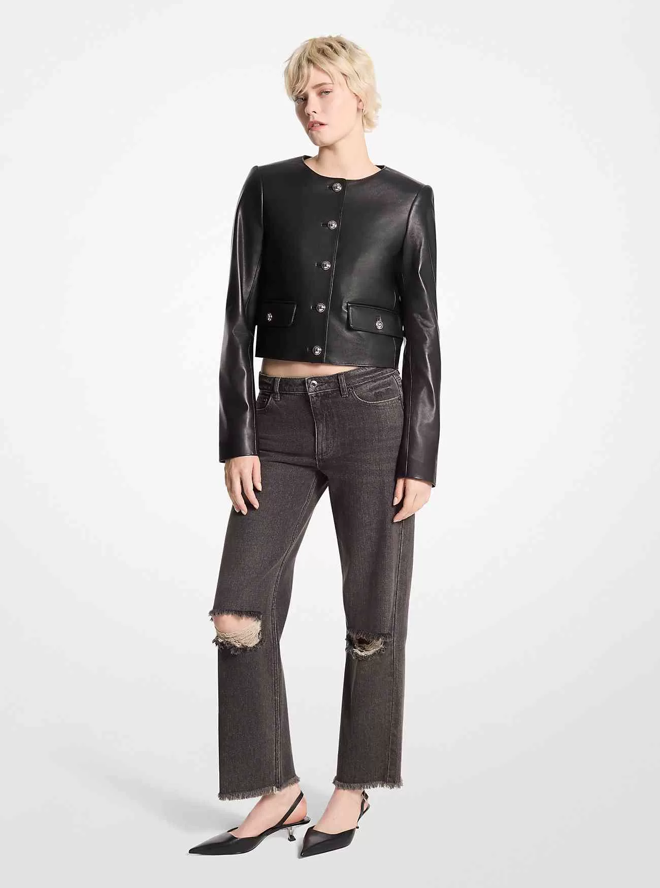 Giacca corta in pelle