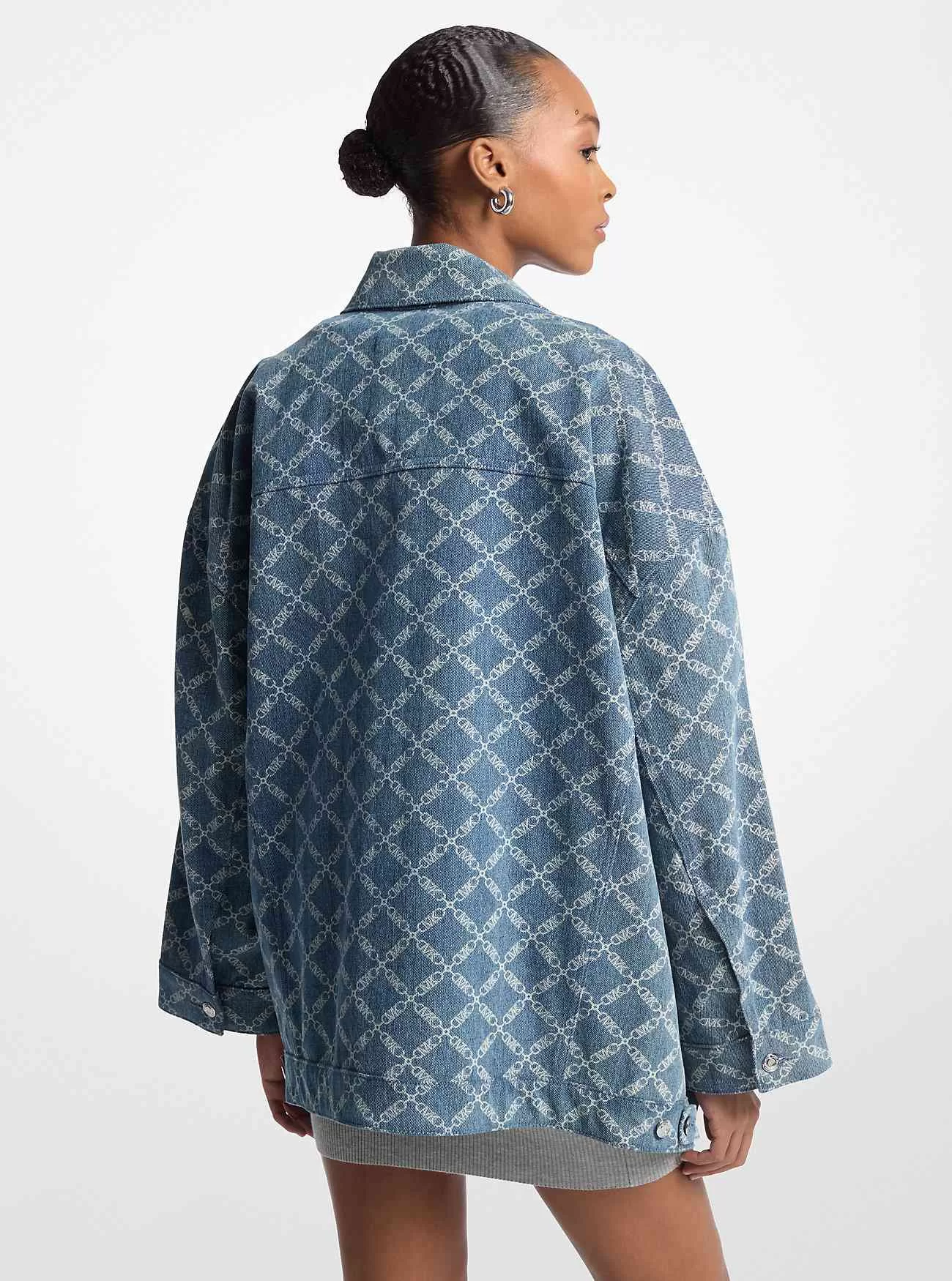 Giacca di jeans oversize in jacquard con diamanti Empire