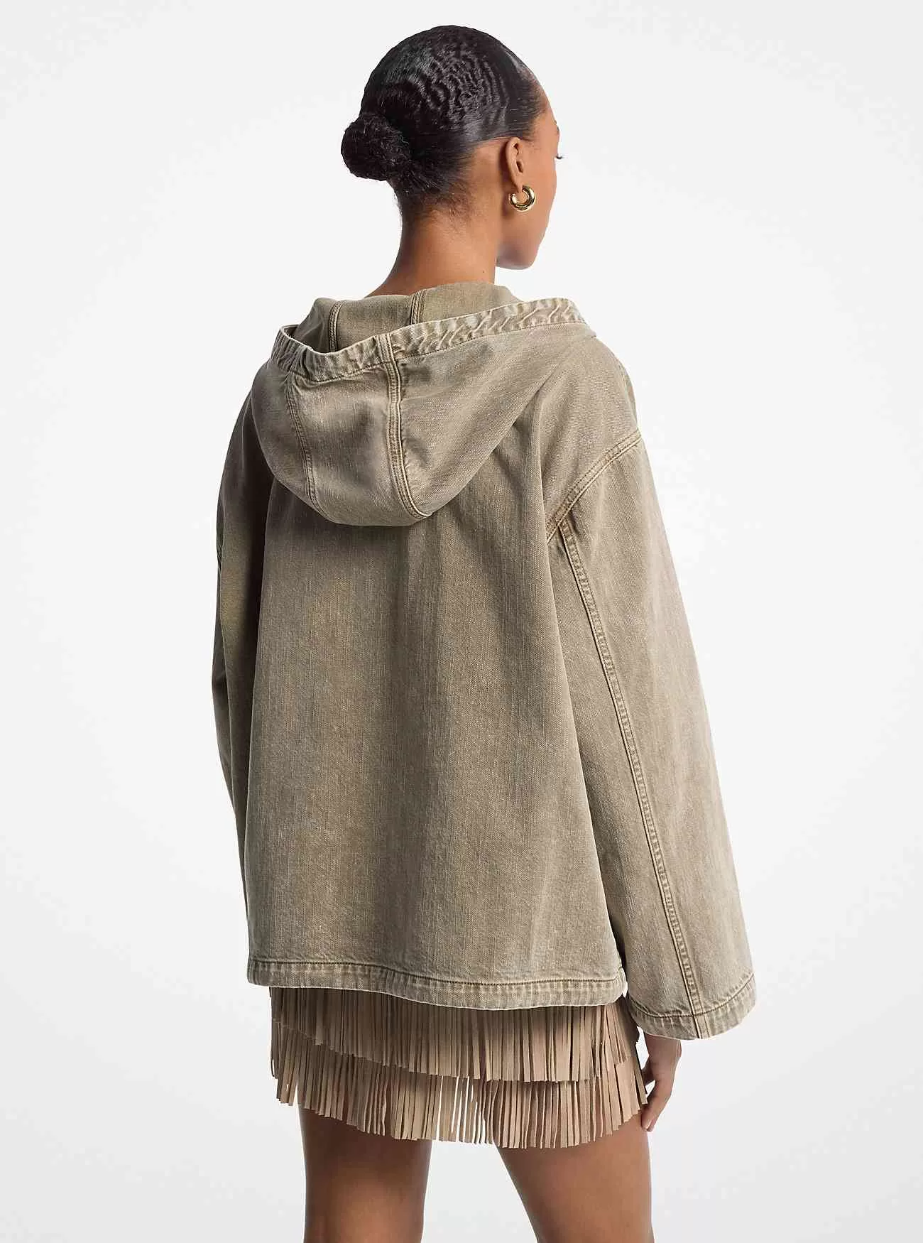 Giacca popover in denim tinto in capo