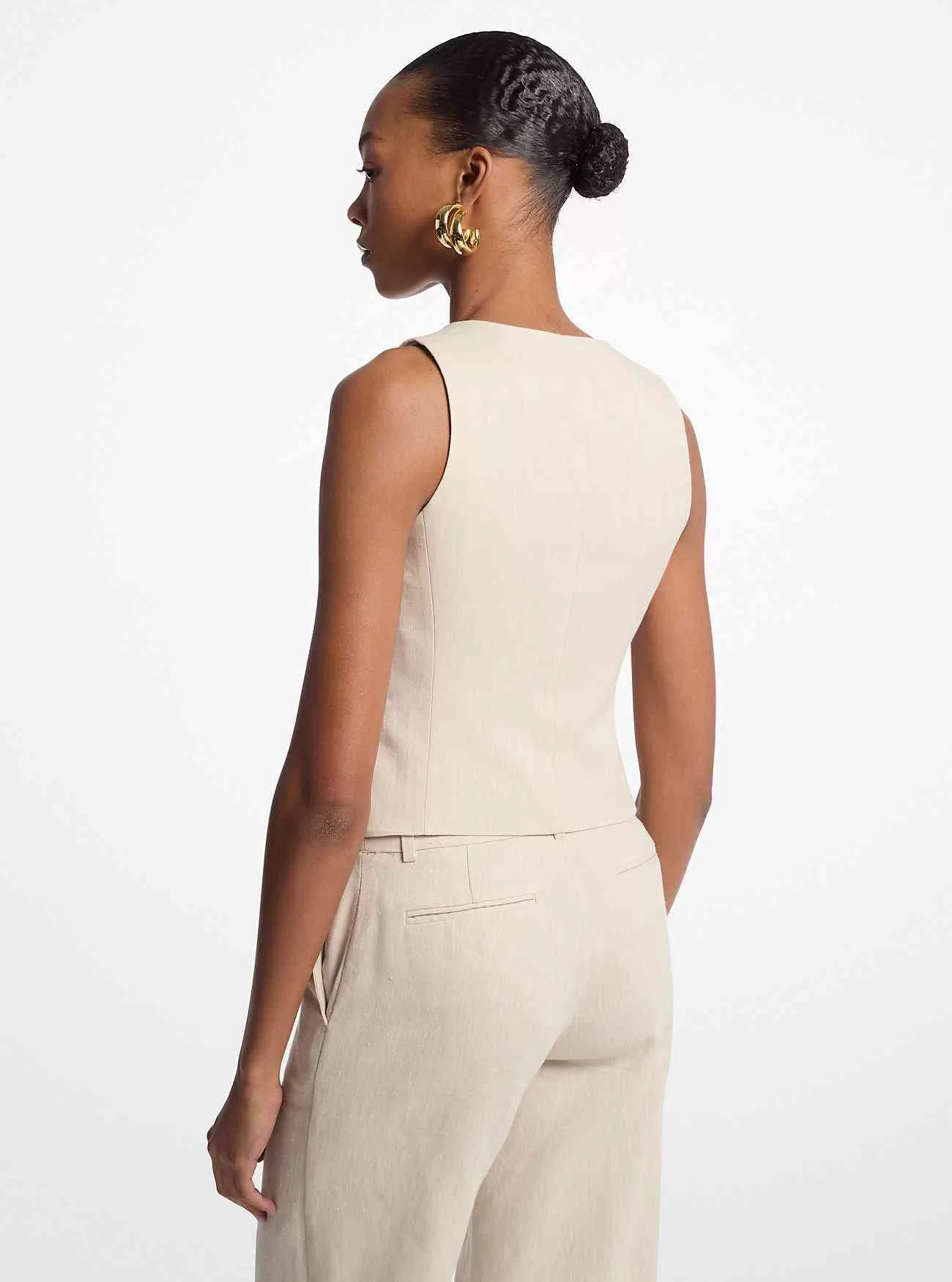 Gilet in twill di lino e cotone