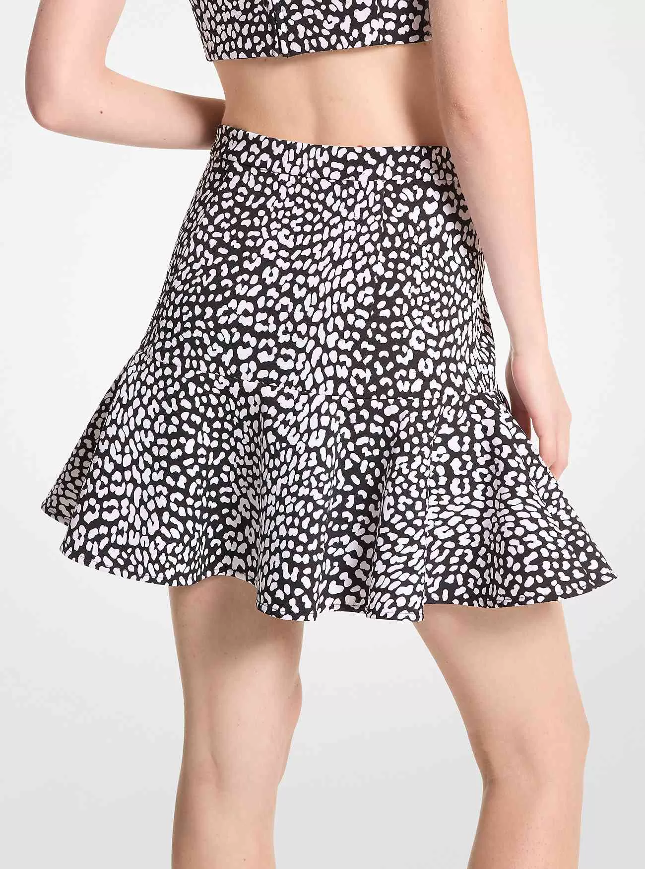 Gonna in crêpe elasticizzato con stampa leopardata