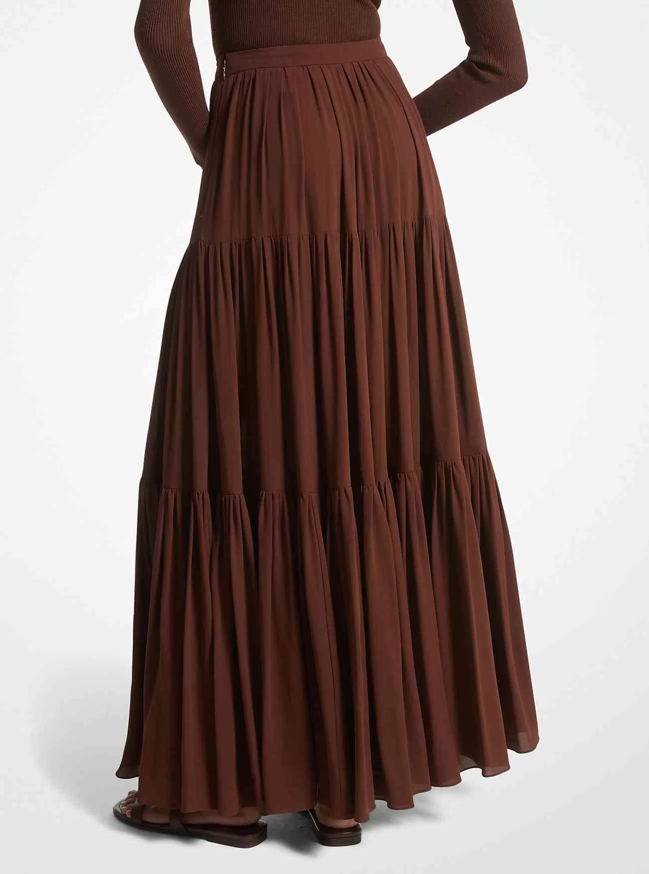 Gonna in georgette di seta con bottoni sul davanti