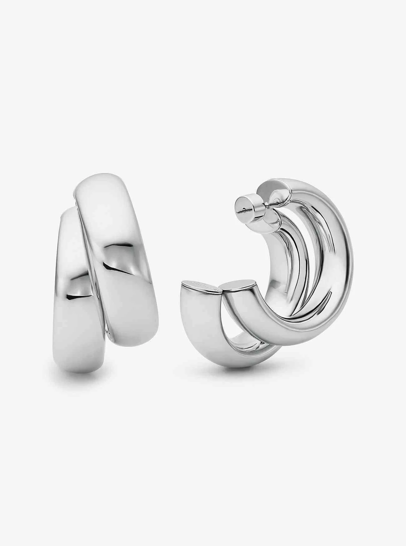 Grandi orecchini a doppio cerchio in ottone placcato metallo prezioso