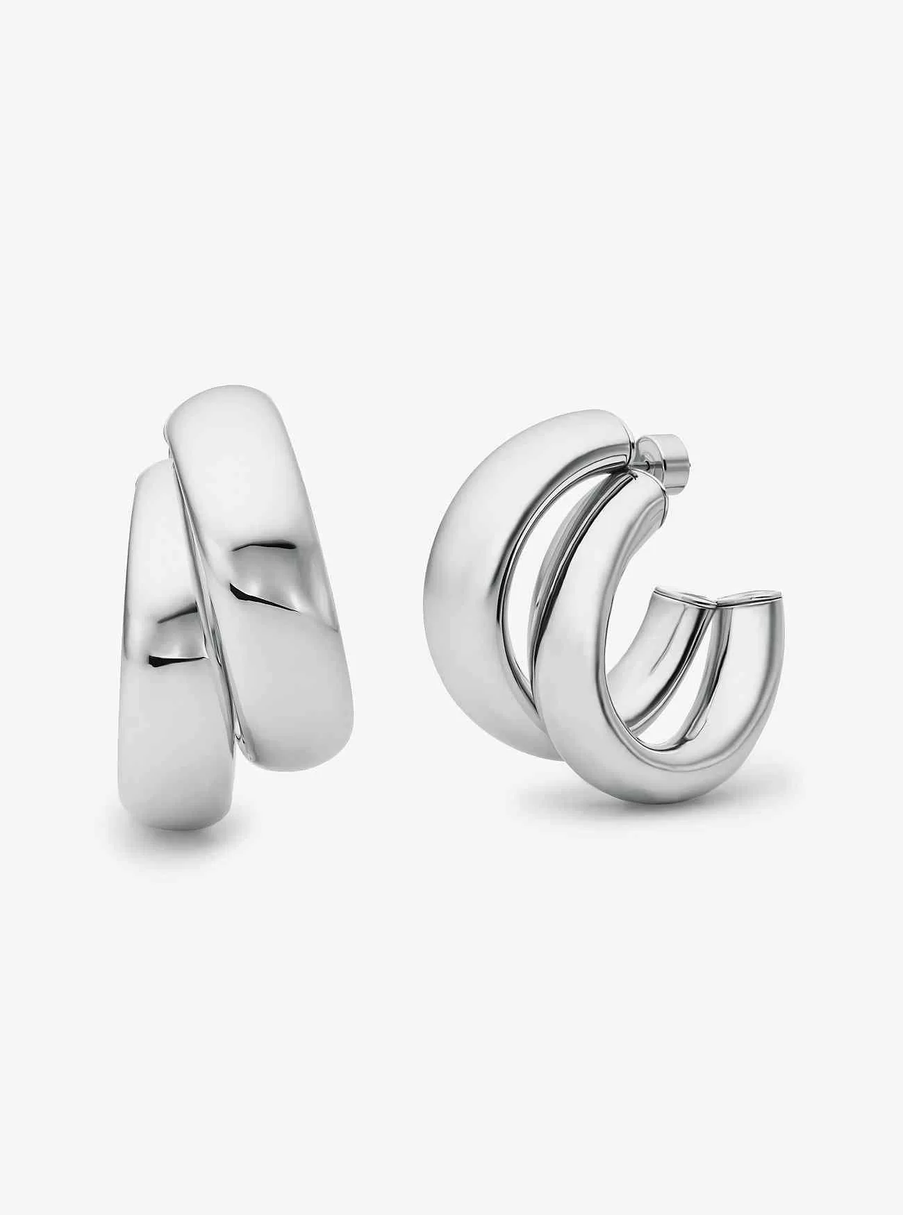 Grandi orecchini a doppio cerchio in ottone placcato metallo prezioso