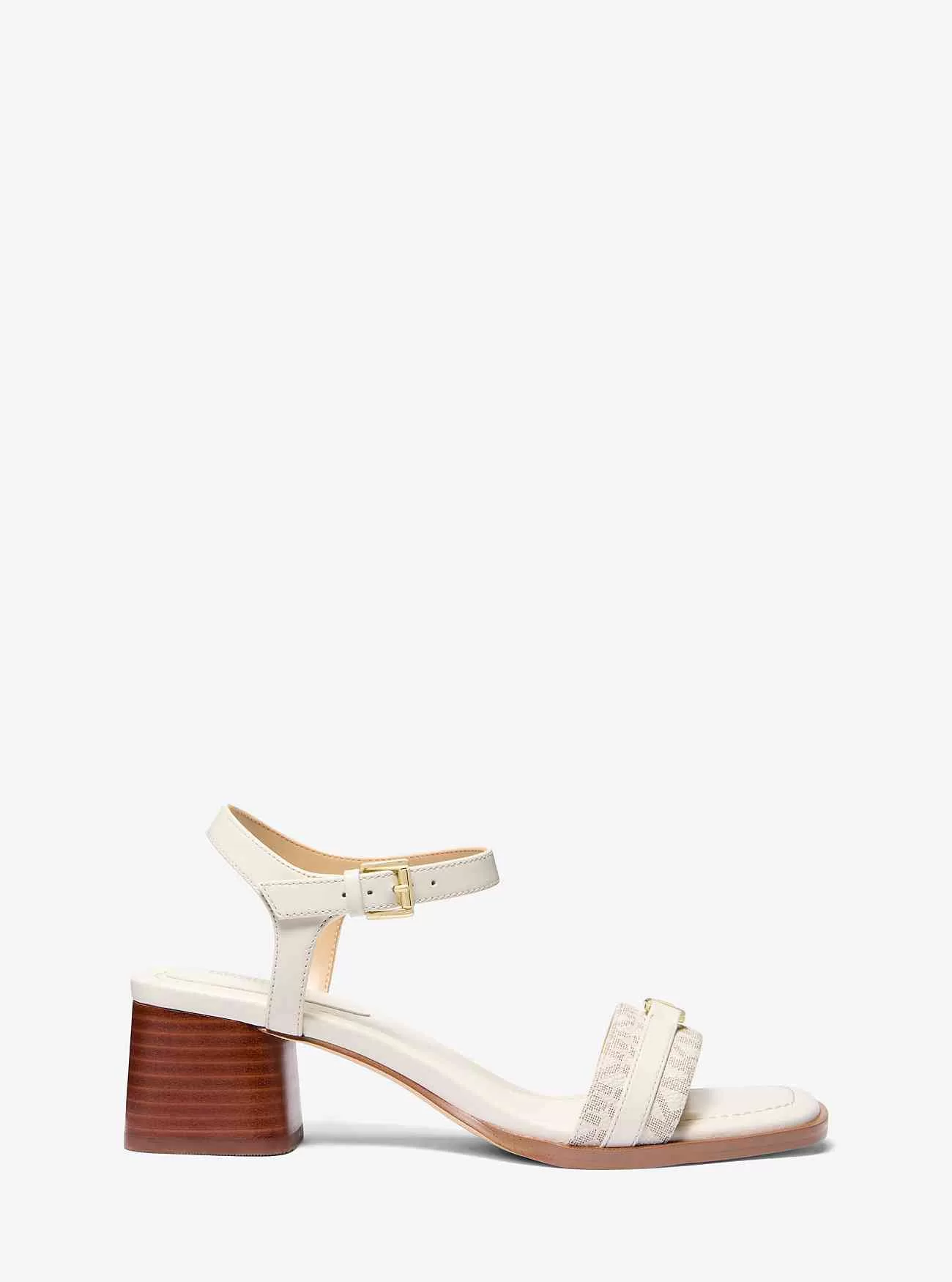 Logo Mandy firmato e sandalo in pelle