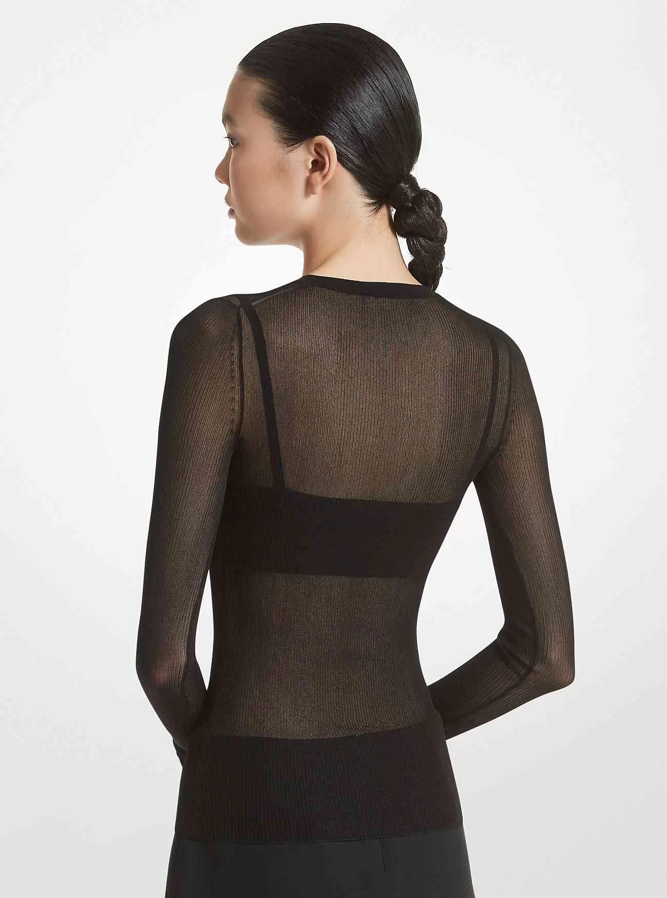 Maglione e reggiseno in misto viscosa velata a coste