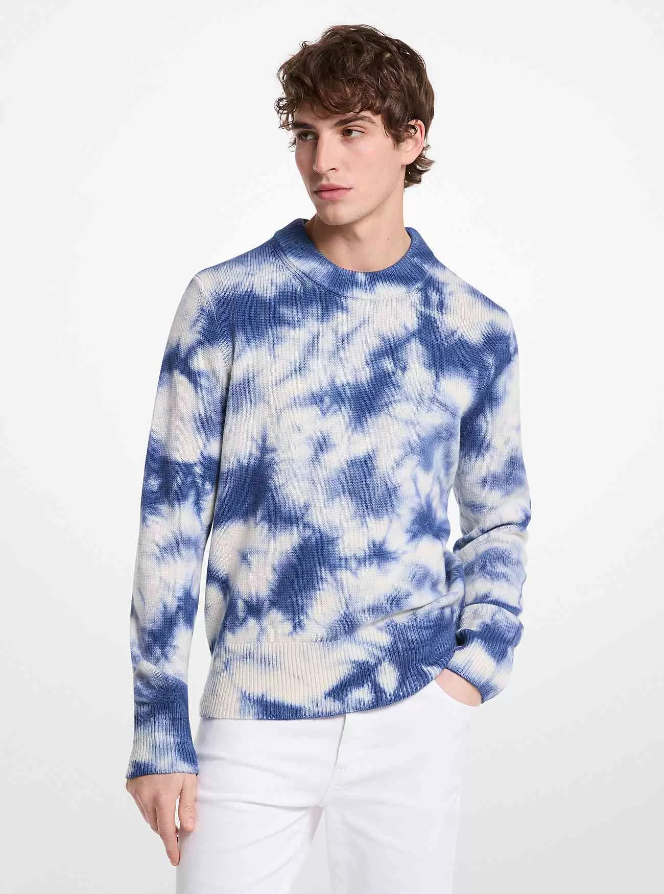 Maglione girocollo in lana e cashmere tie dye