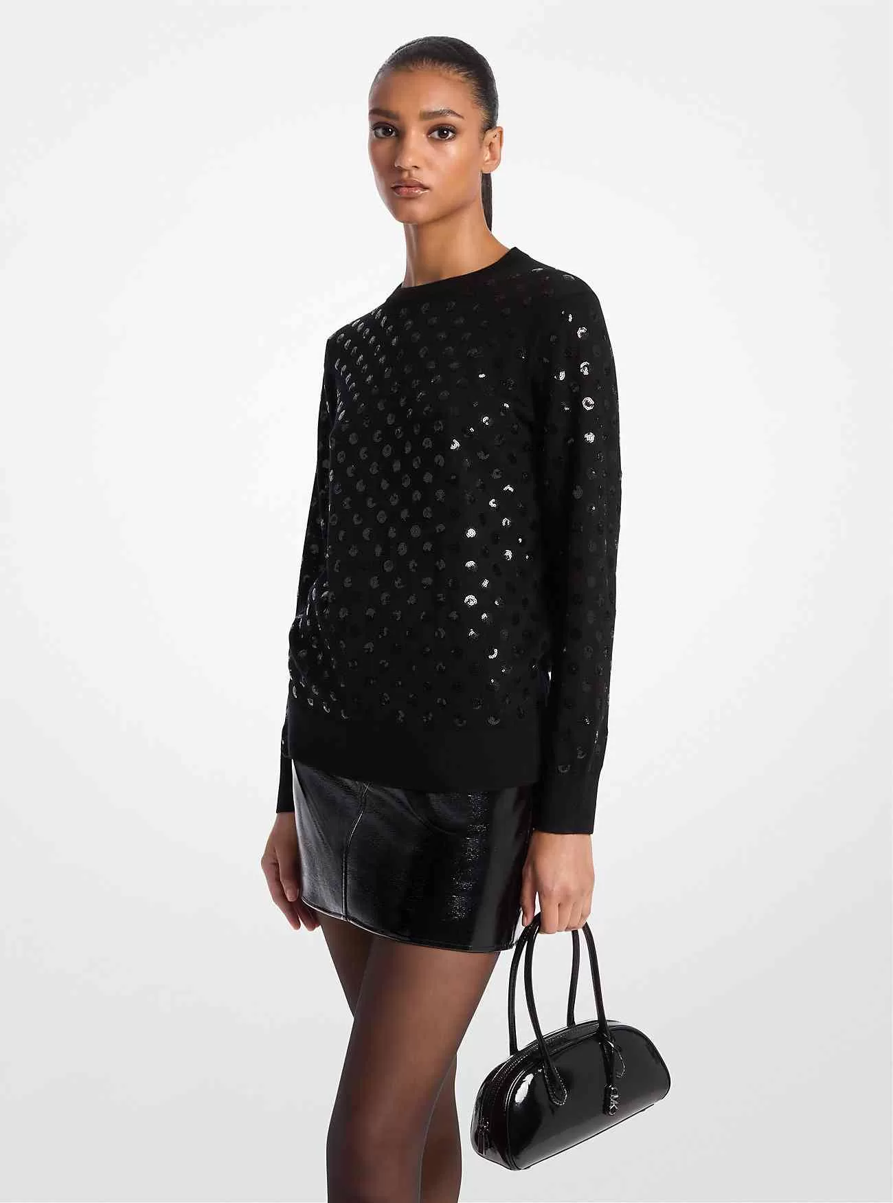 Maglione in lana a pois con paillettes