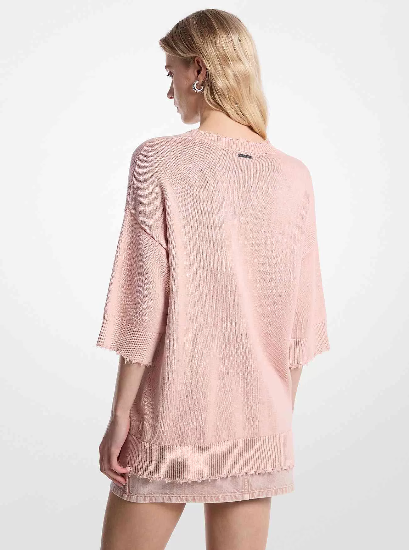 Maglione in misto cotone e cashmere tinto in capo effetto invecchiato