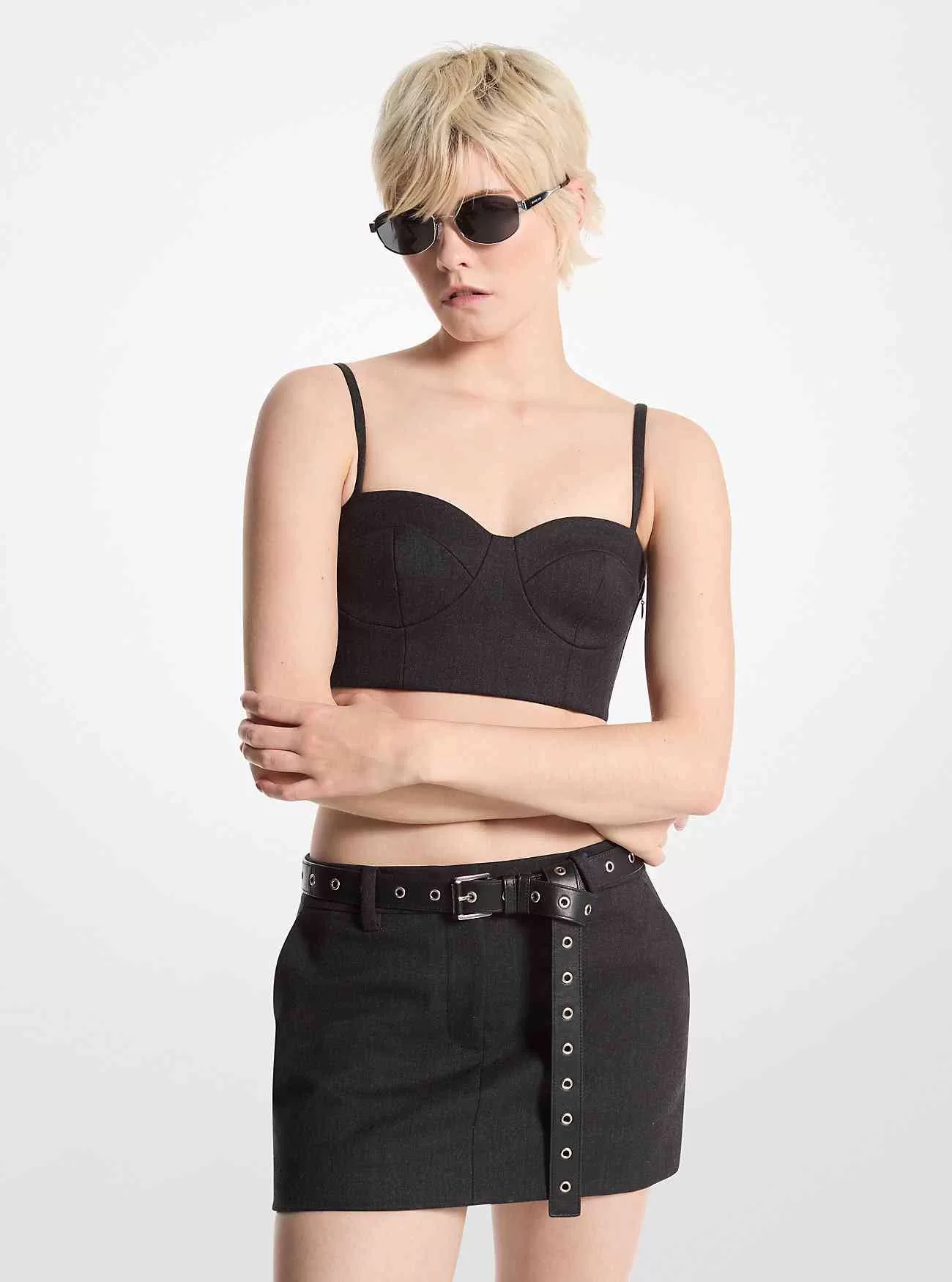 Minigonna in misto lana stretch