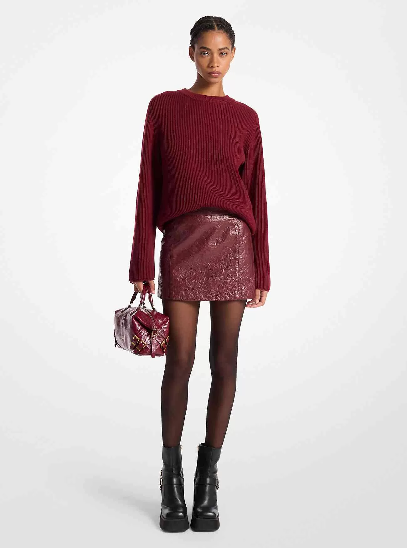 Minigonna in pelle lavata