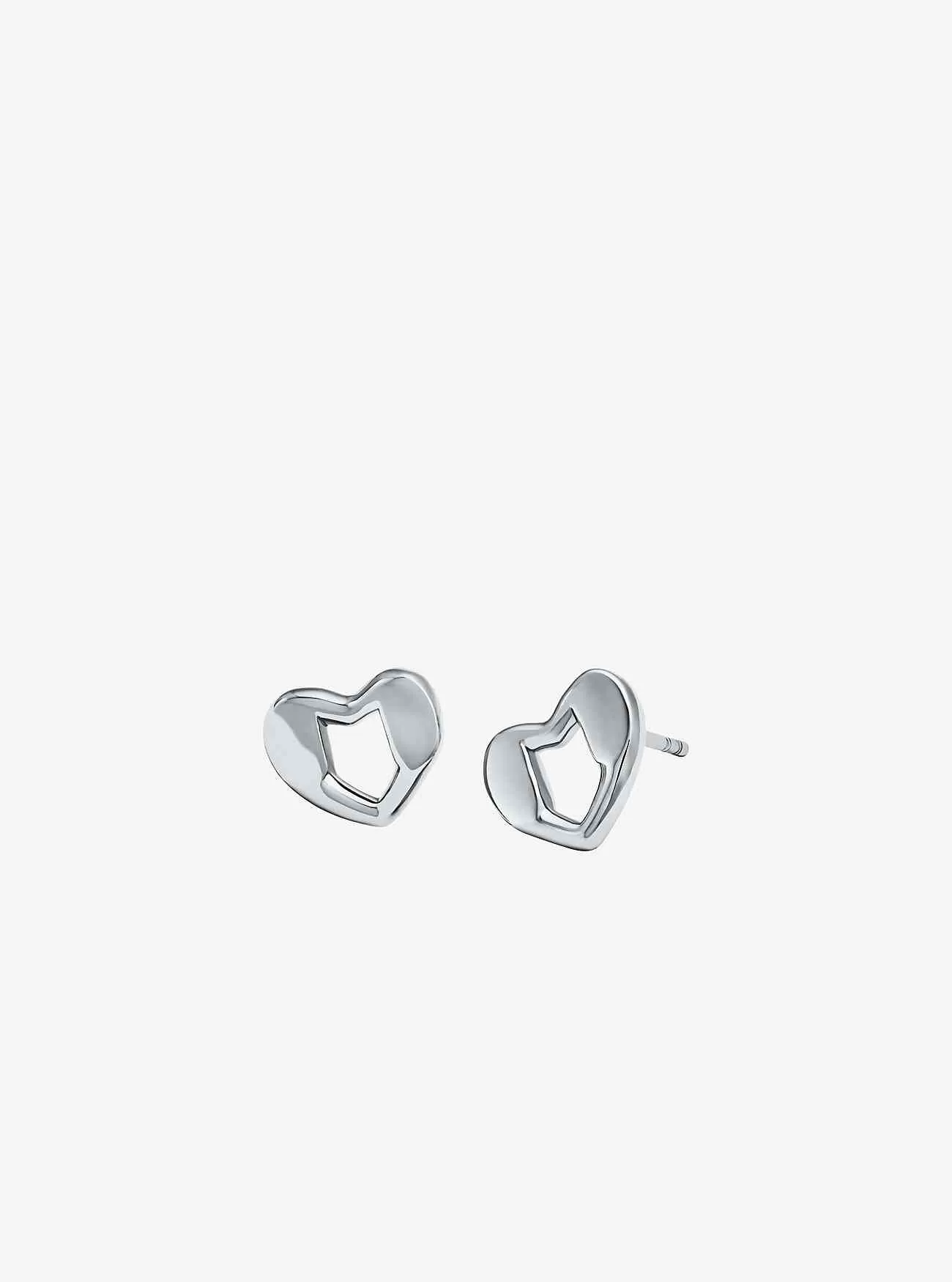 Orecchini a bottone a forma di cuore in argento sterling placcato in metallo prezioso