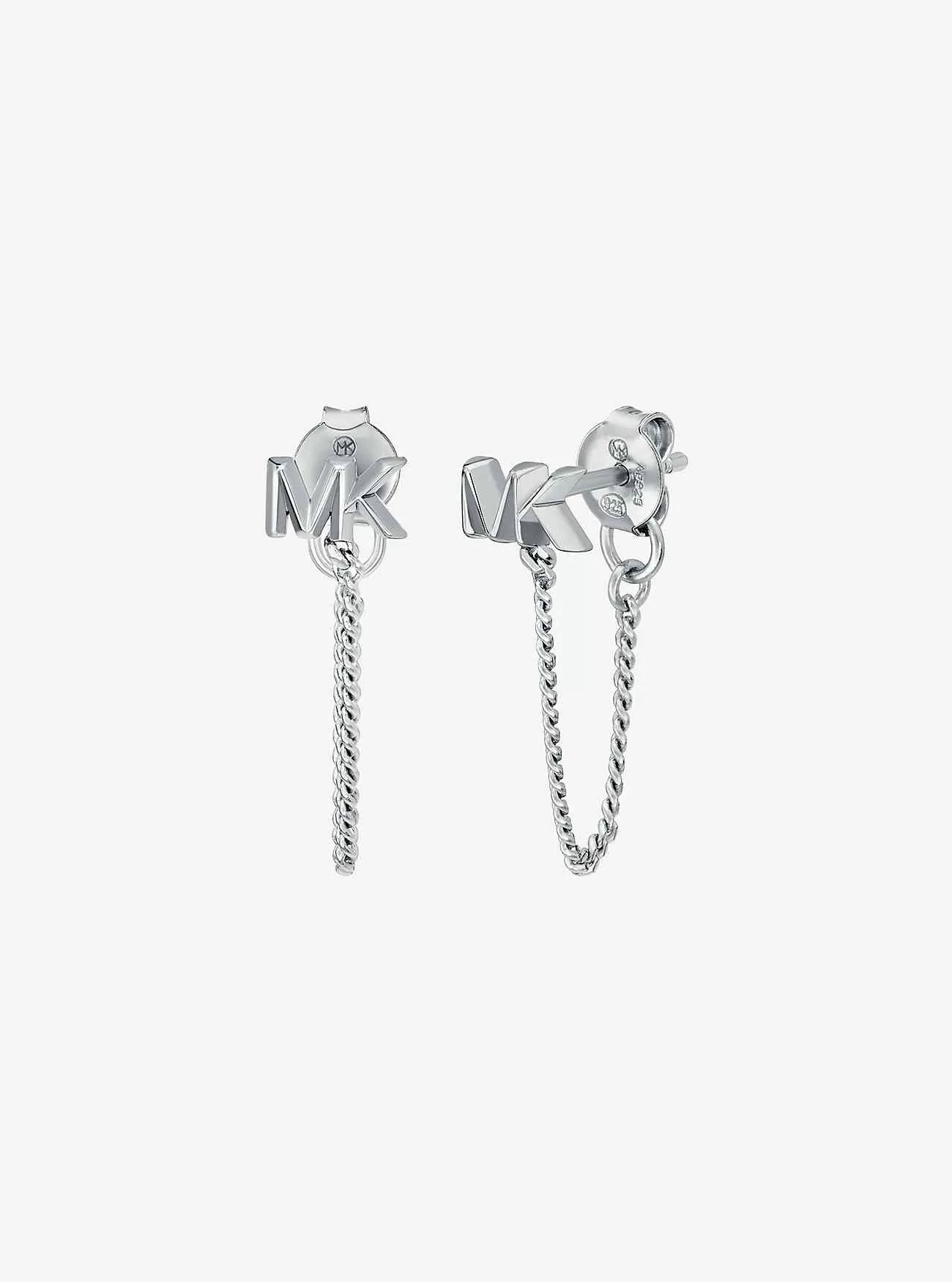 Orecchini a catena con logo in argento sterling placcato in metallo prezioso