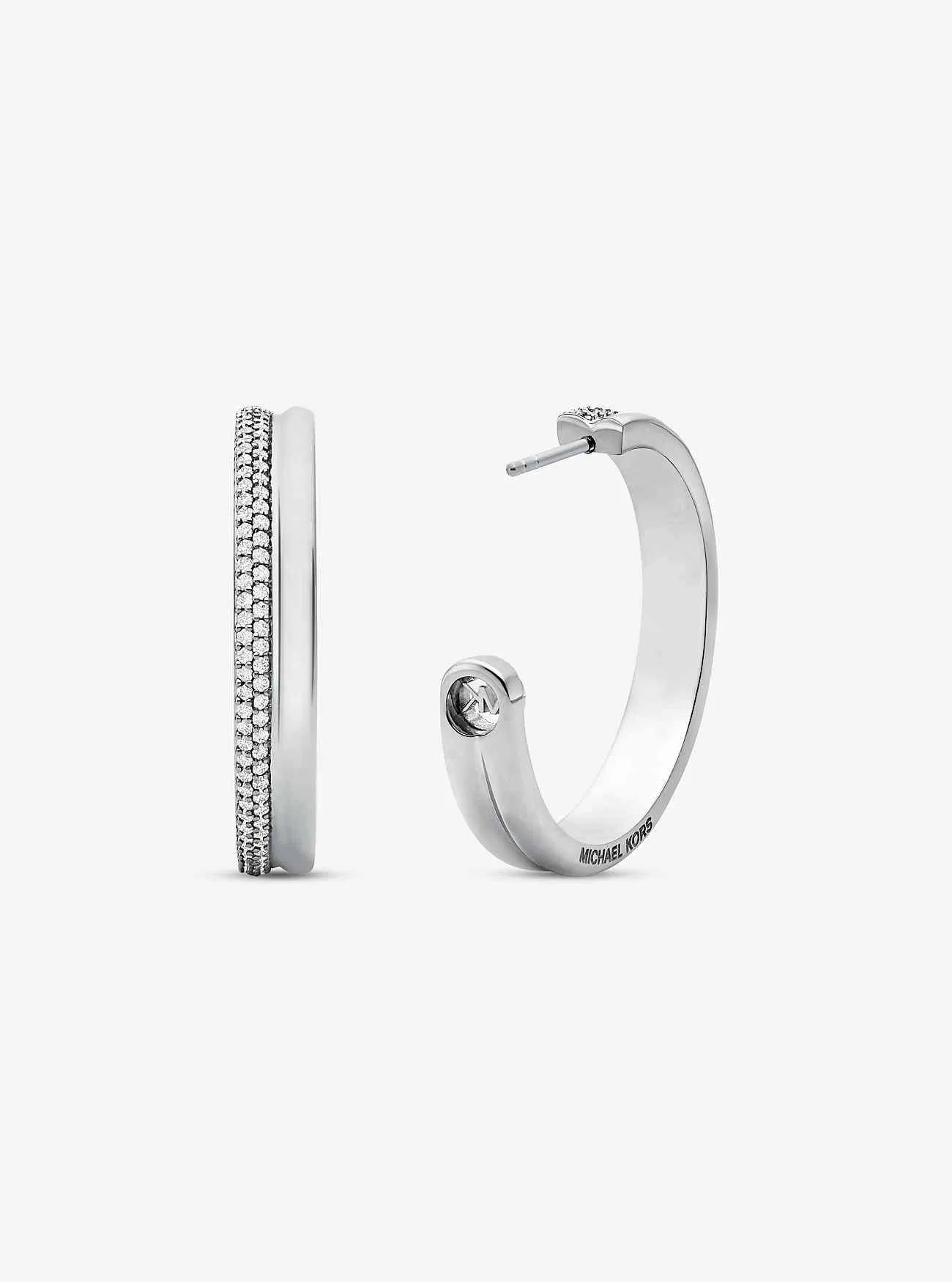 Orecchini a cerchio con pavé in ottone placcato metallo prezioso