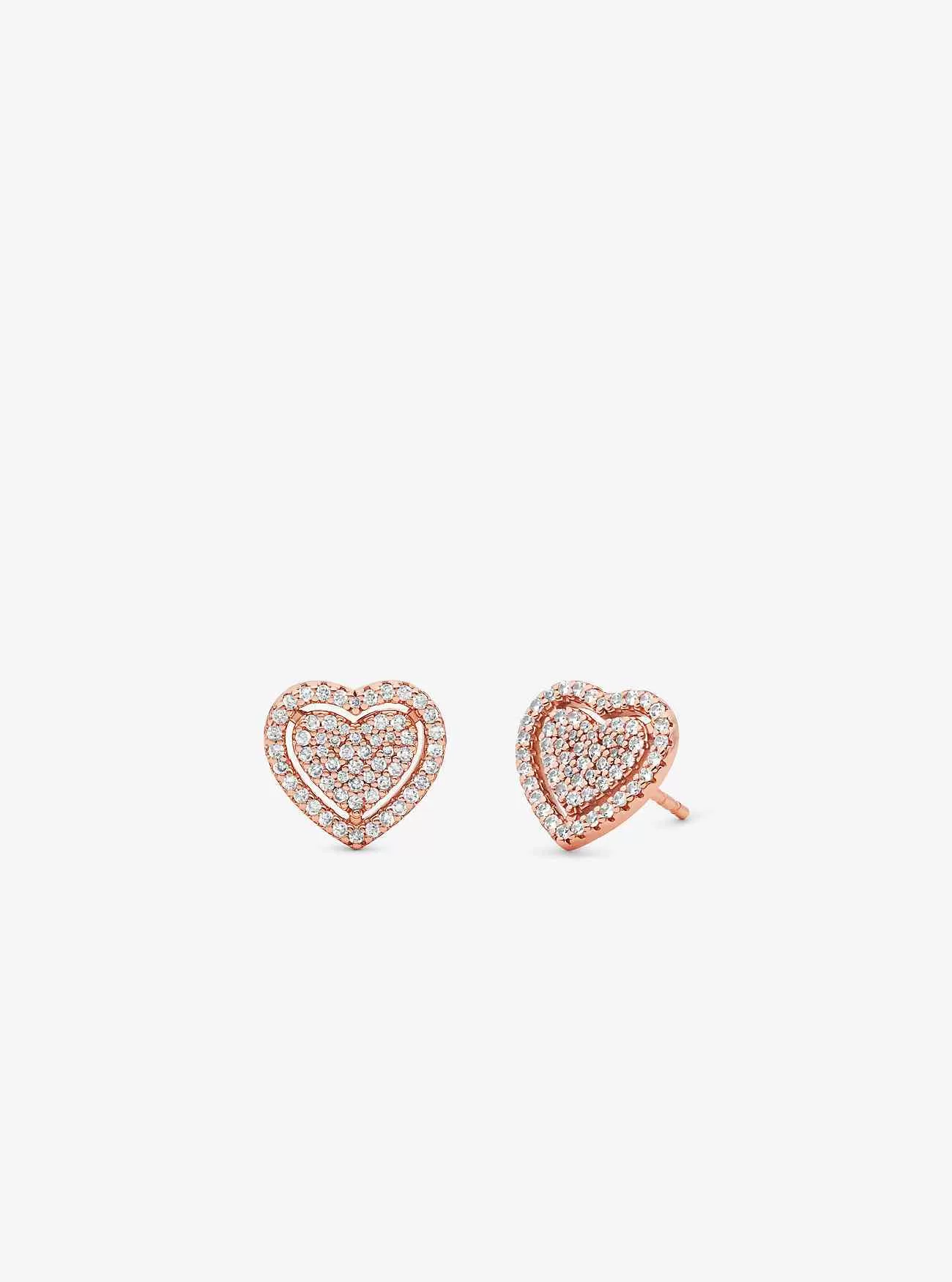 Orecchini a cuore con pavé in argento sterling placcato in metallo prezioso