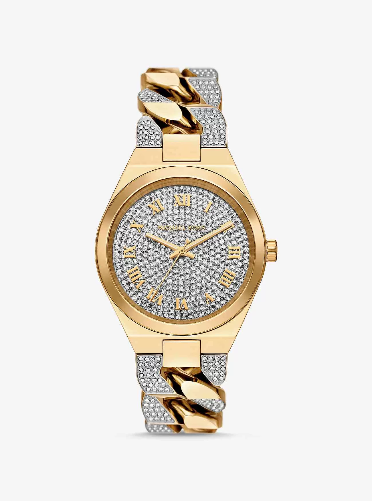 Orologio Lennox Pavé con maglie a cordolo color oro