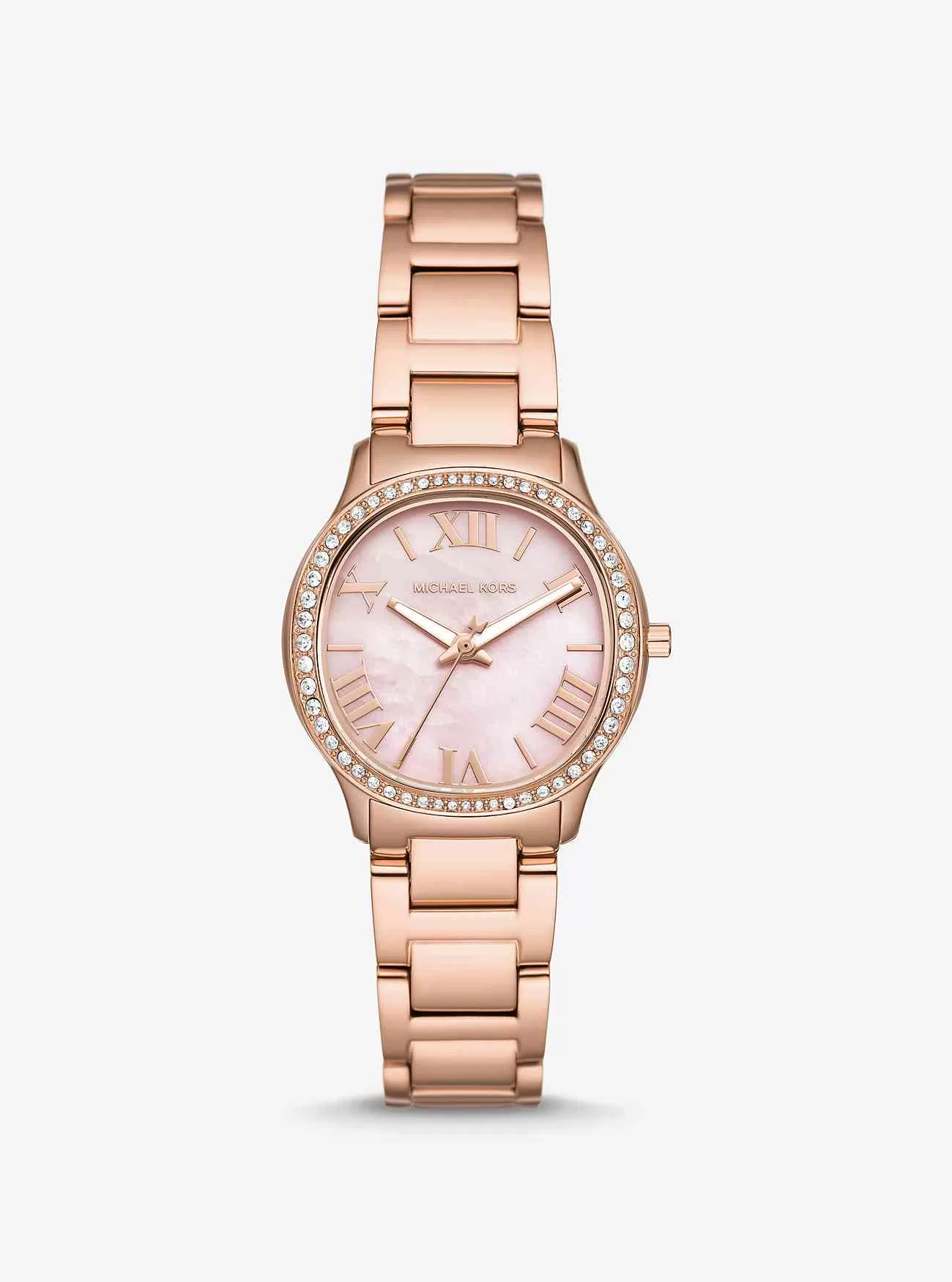 Orologio mini color salvia con pavé oro rosa