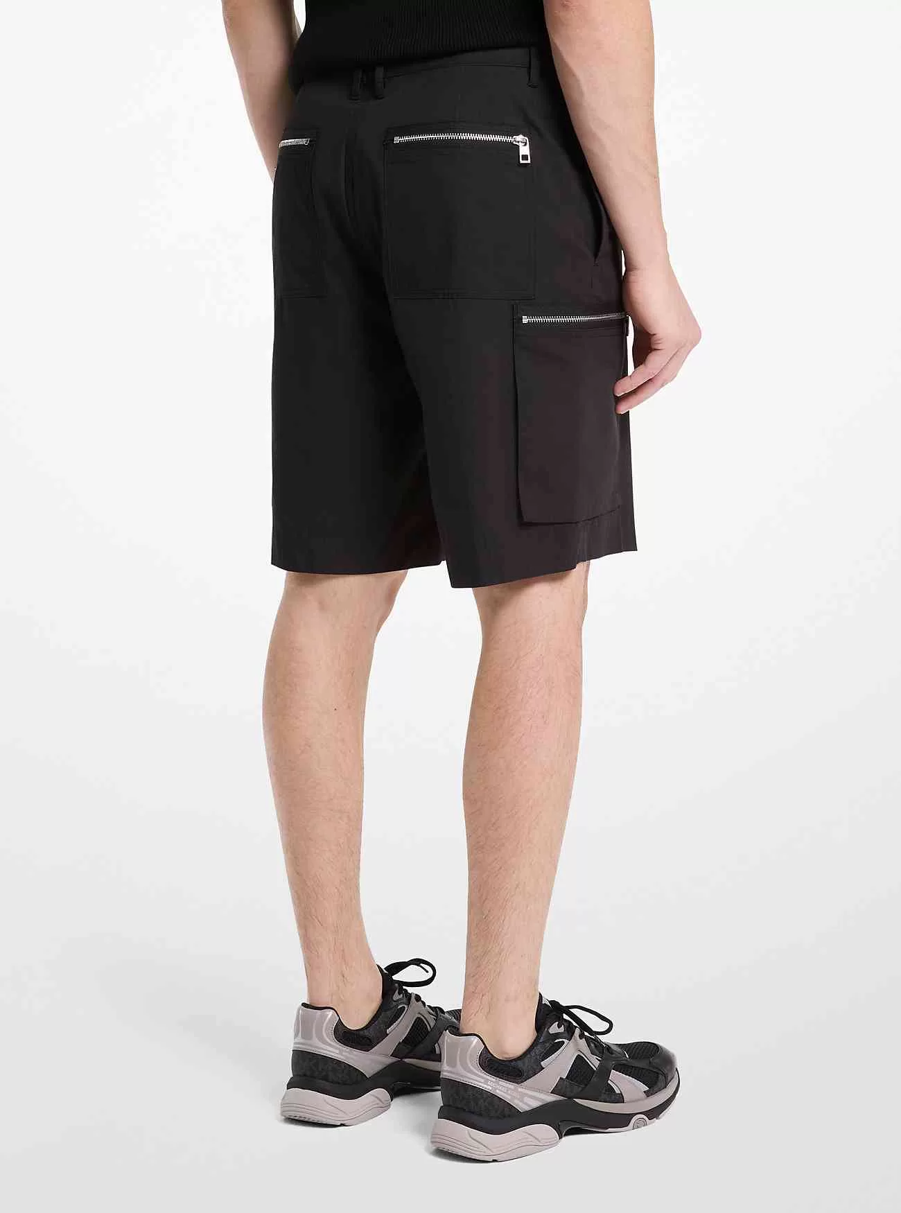 Pantaloncini cargo con zip in popeline di cotone