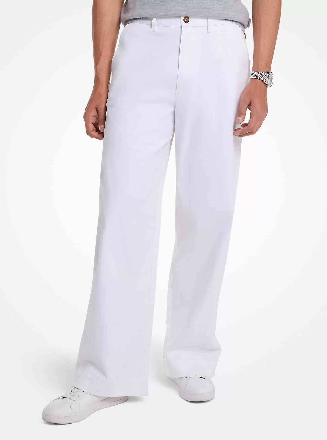 Pantaloni a gamba larga in cotone elasticizzato