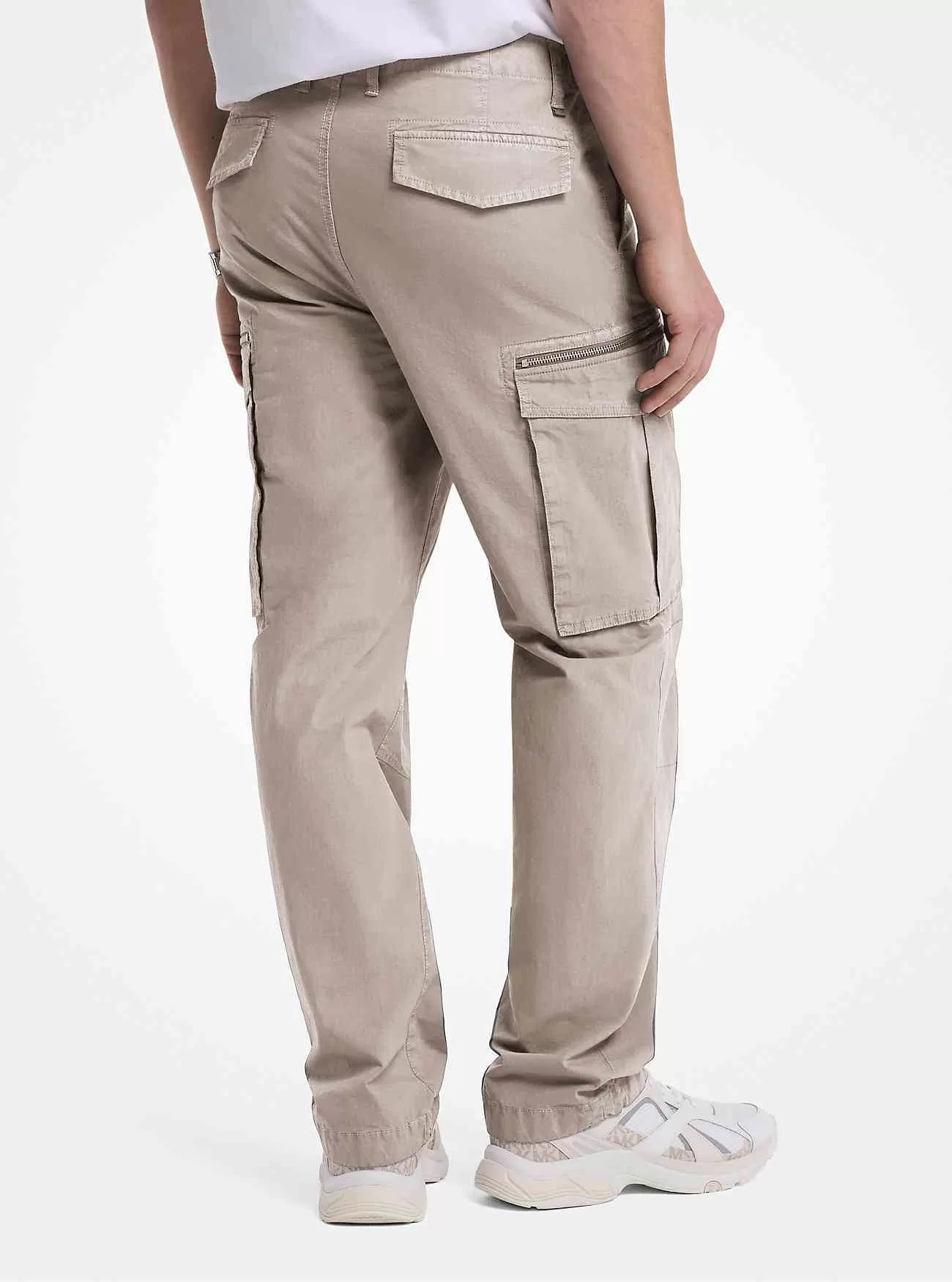 Pantaloni cargo in popeline di cotone elasticizzato