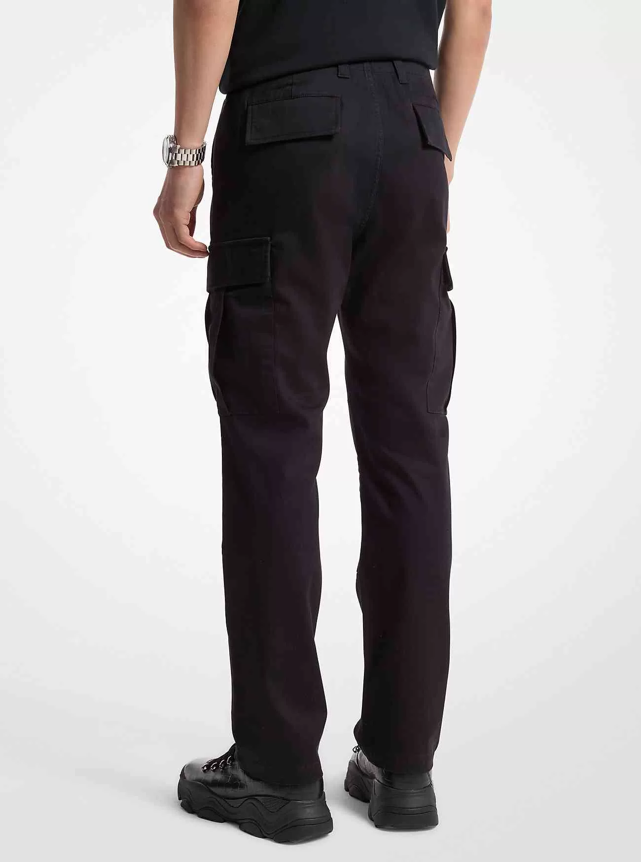 Pantaloni cargo slim fit in raso di misto cotone