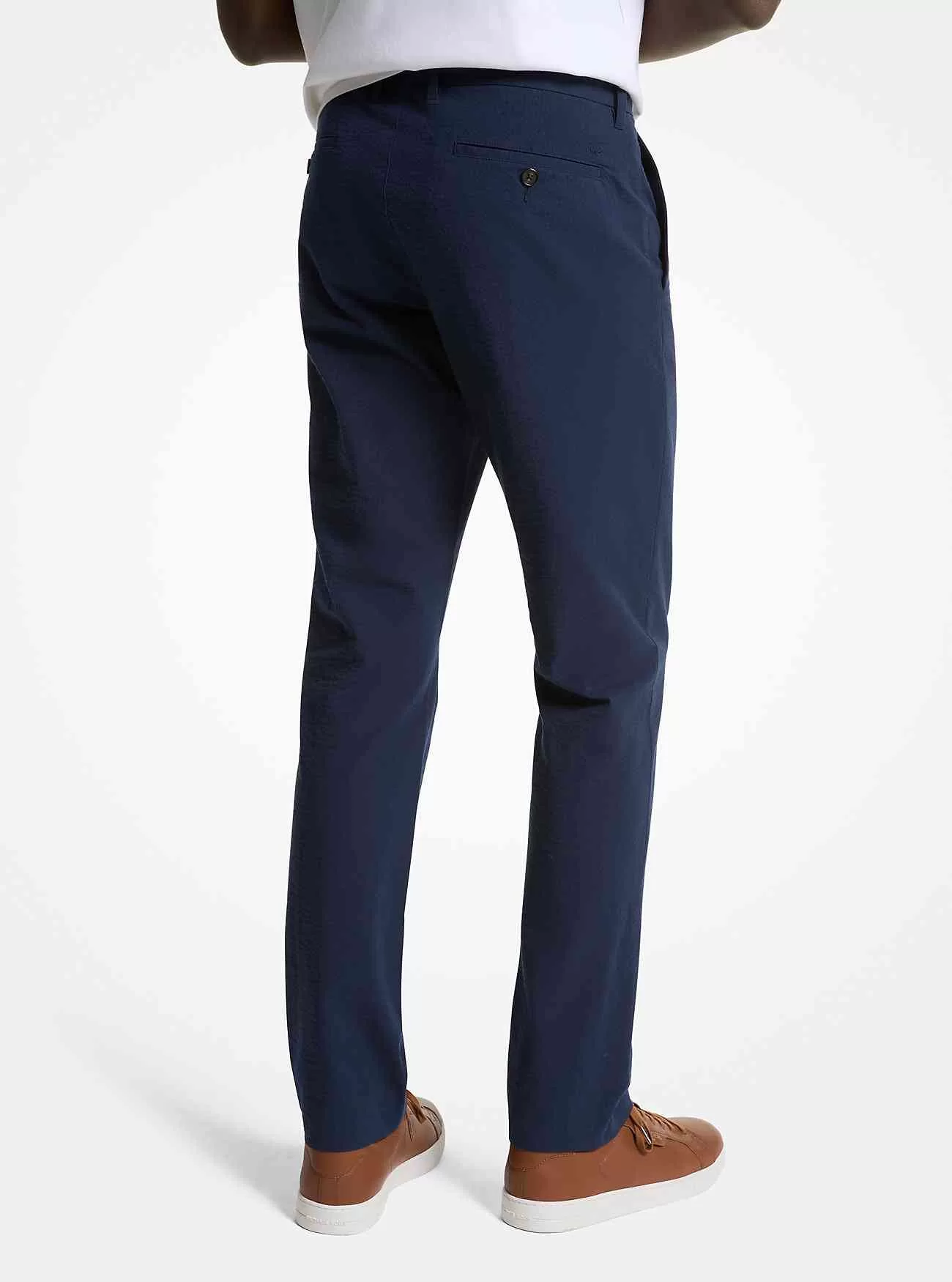 Pantaloni chino slim fit in seersucker