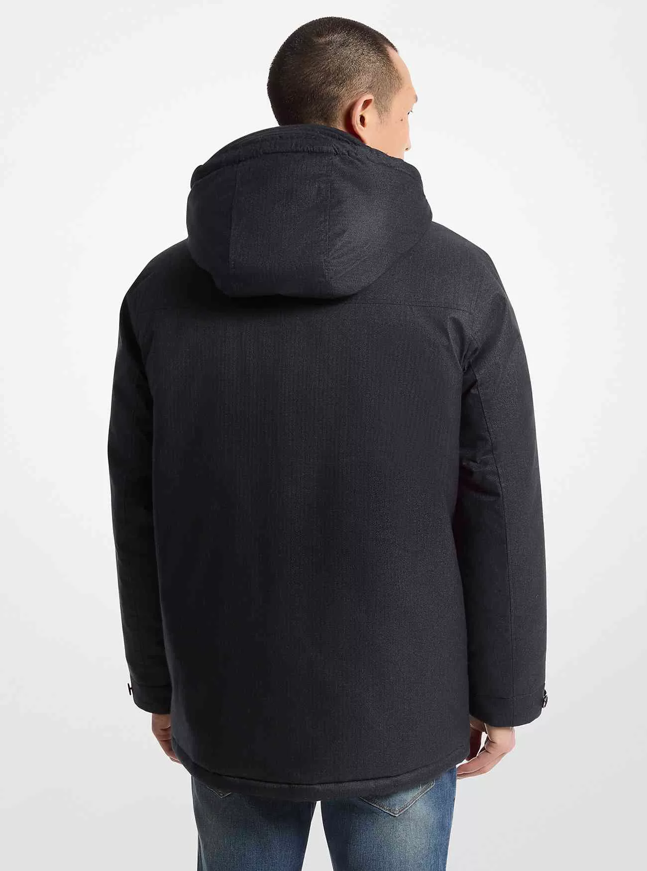 Parka con stampa a spina di pesce