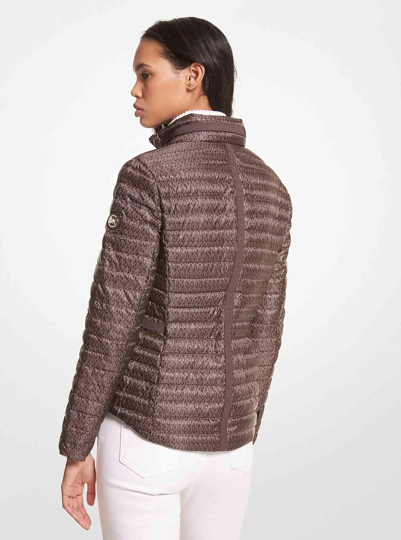 Piumino ripiegabile in raso Ciré con logo