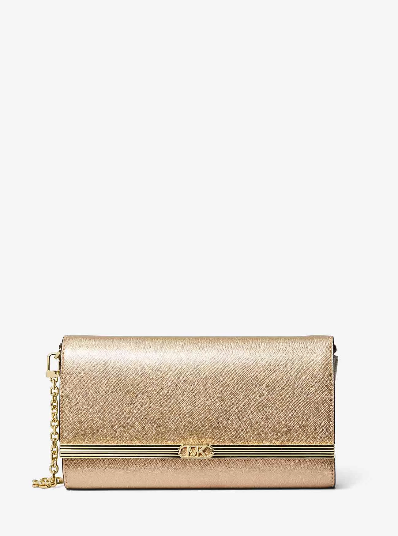 Pochette Mona grande in pelle metallizzata