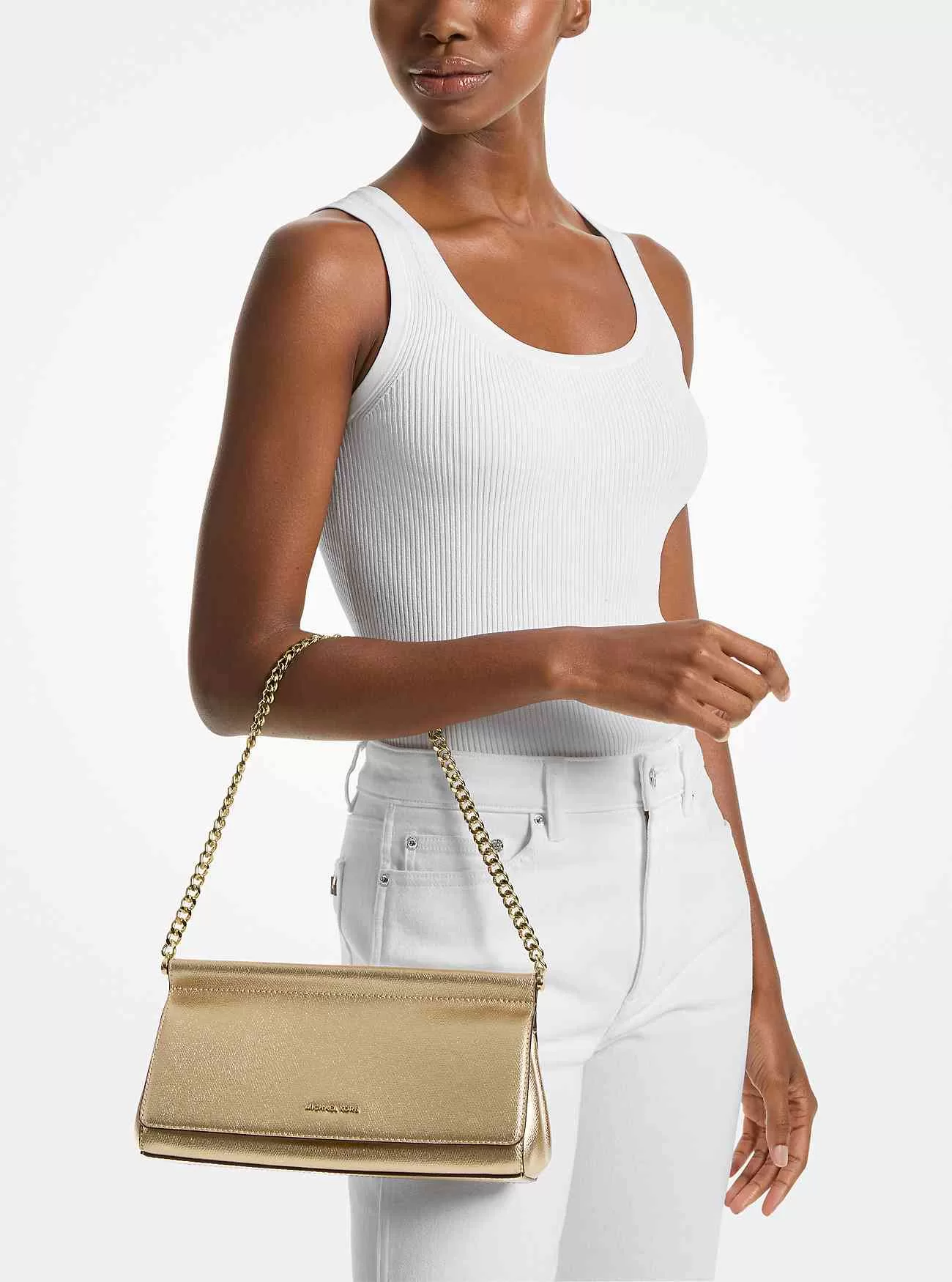 Pochette media Carmine in pelle martellata metallizzata Pochette media Carmine in pelle martellata metallizzata