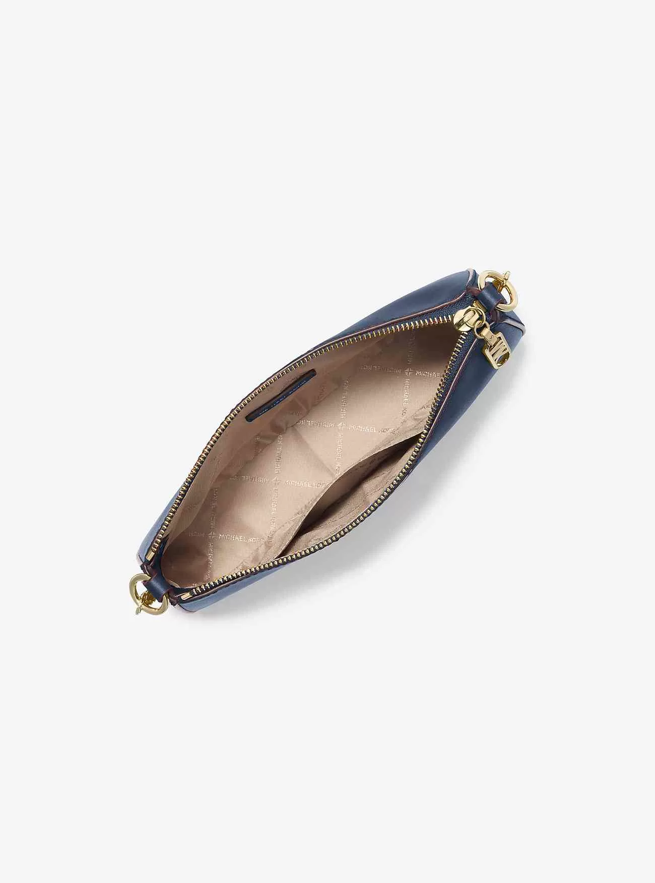 Pochette media stile Empire in pelle con maglie a catena