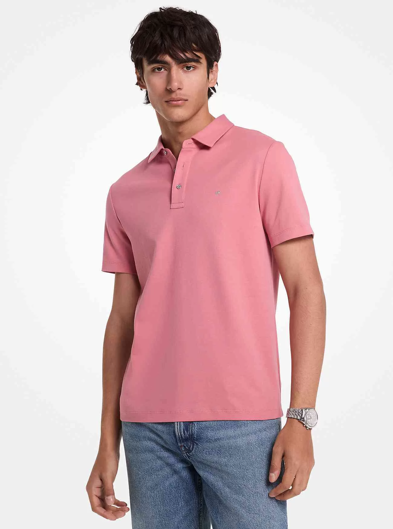 Polo in cotone con logo ricamato