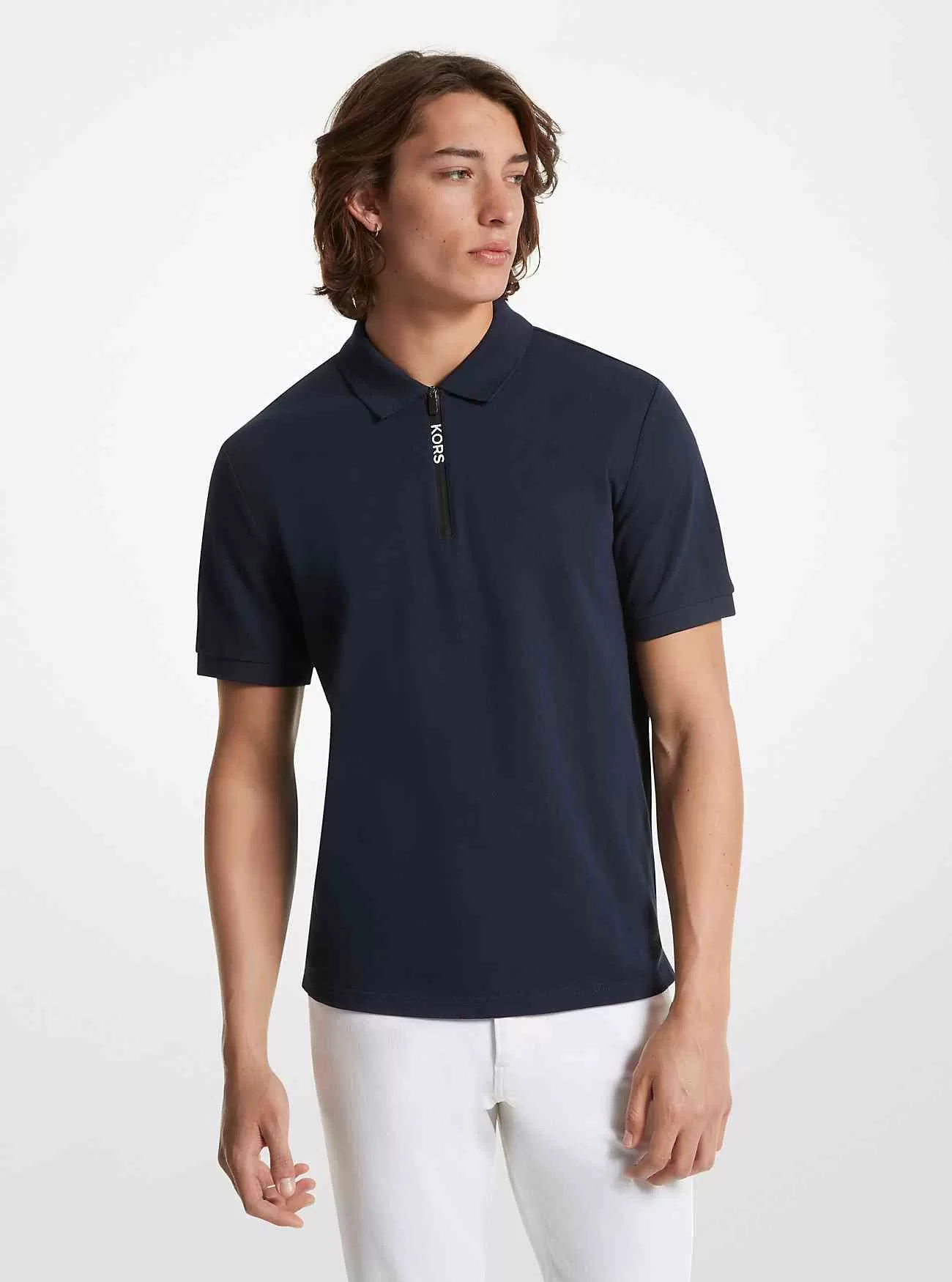 Polo in cotone con mezza zip
