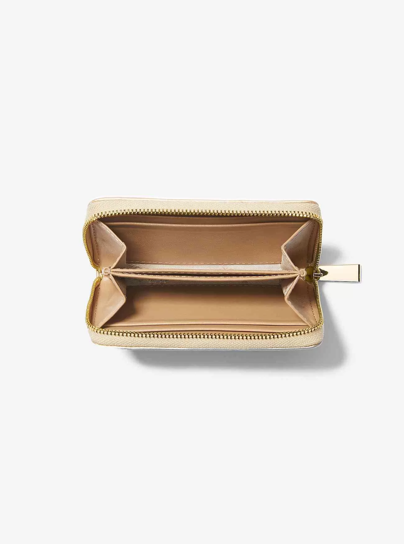 Portafoglio piccolo in pelle trapuntata metallizzata