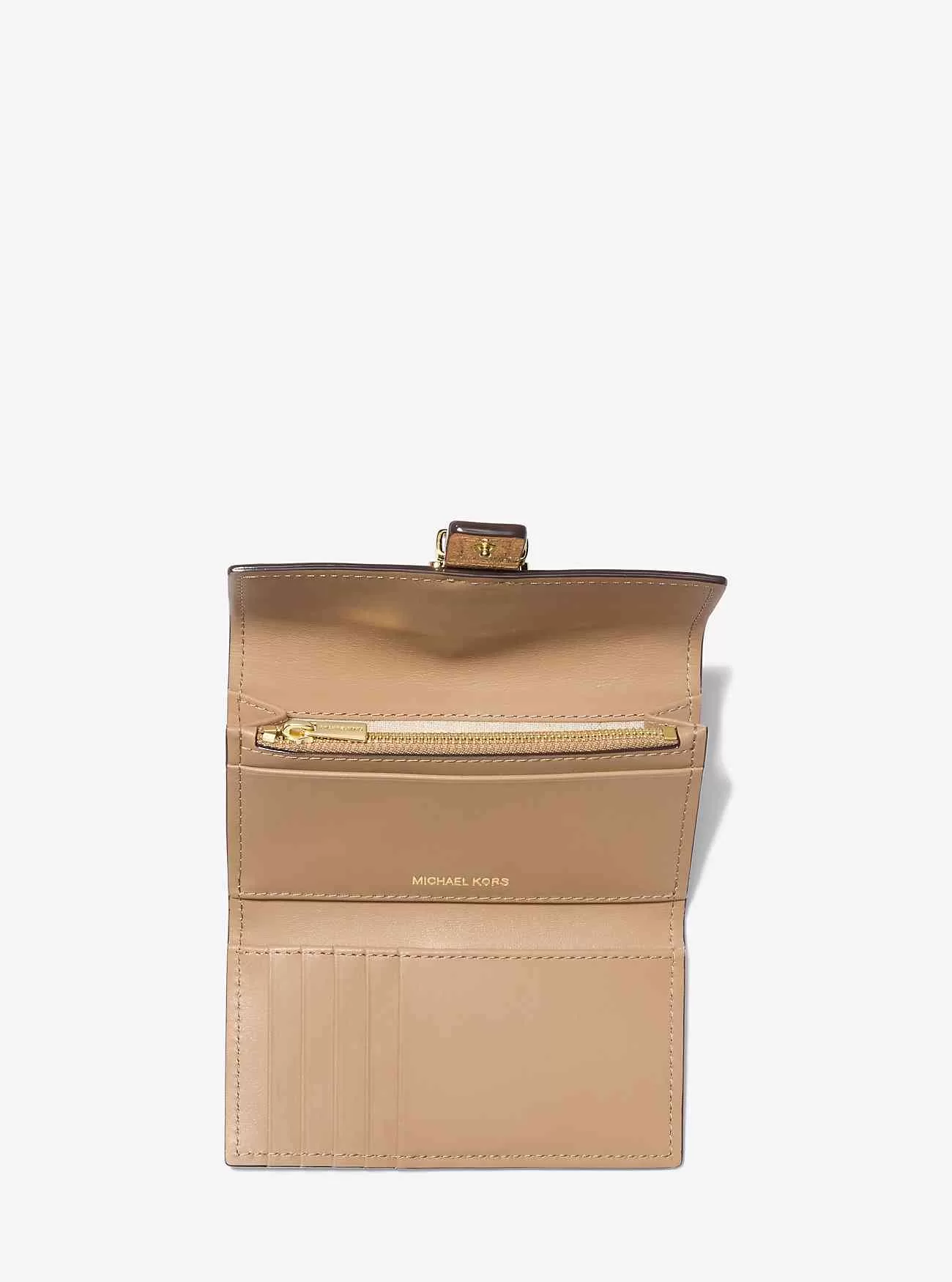 Portafoglio tri-fold Nolita medio in pelle craquelé metallizzata