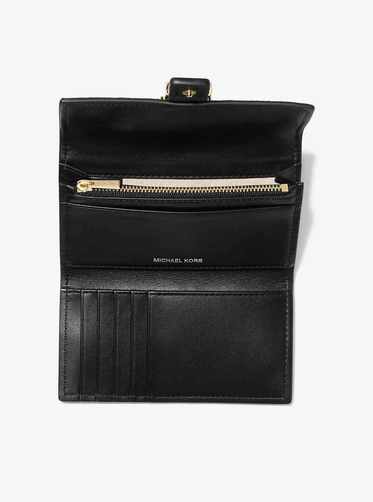 Portafoglio tri-fold medio Nolita in pelo di vitello con stampa ghepardo