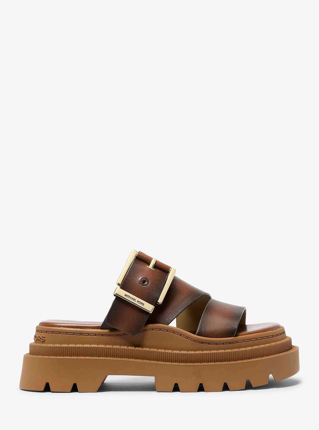 Sandalo Colby con plateau in pelle brunita
