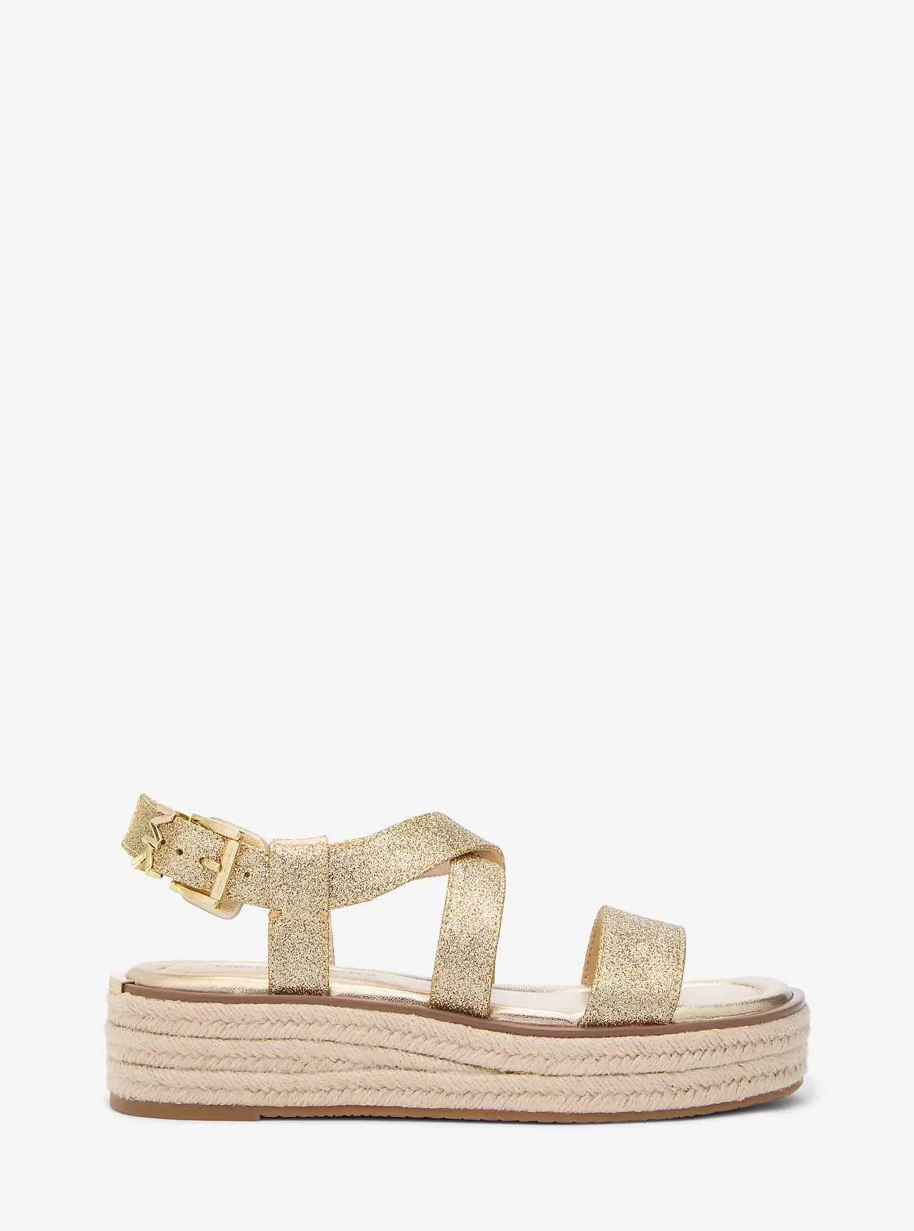 Sandalo espadrillas Lynn con plateau in pelle metallizzata