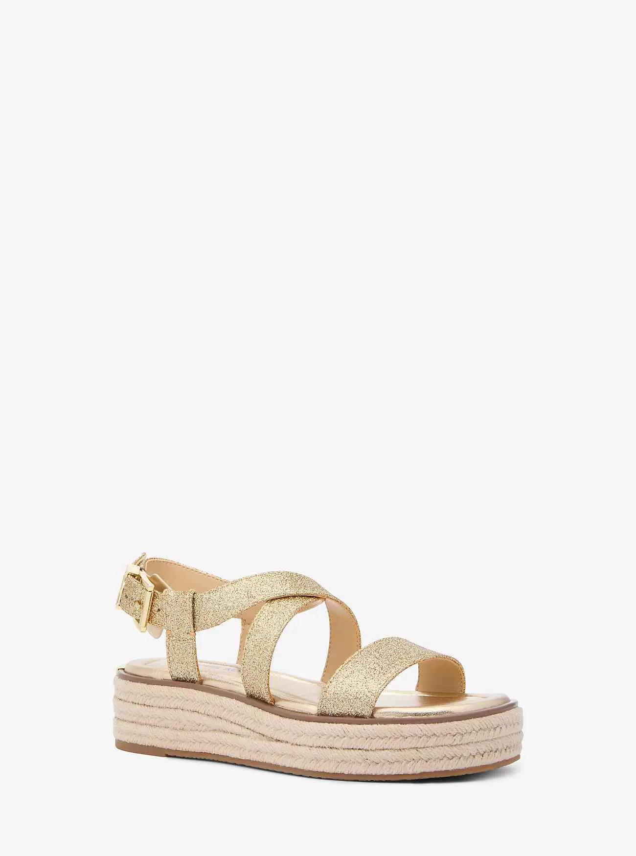 Sandalo espadrillas Lynn con plateau in pelle metallizzata