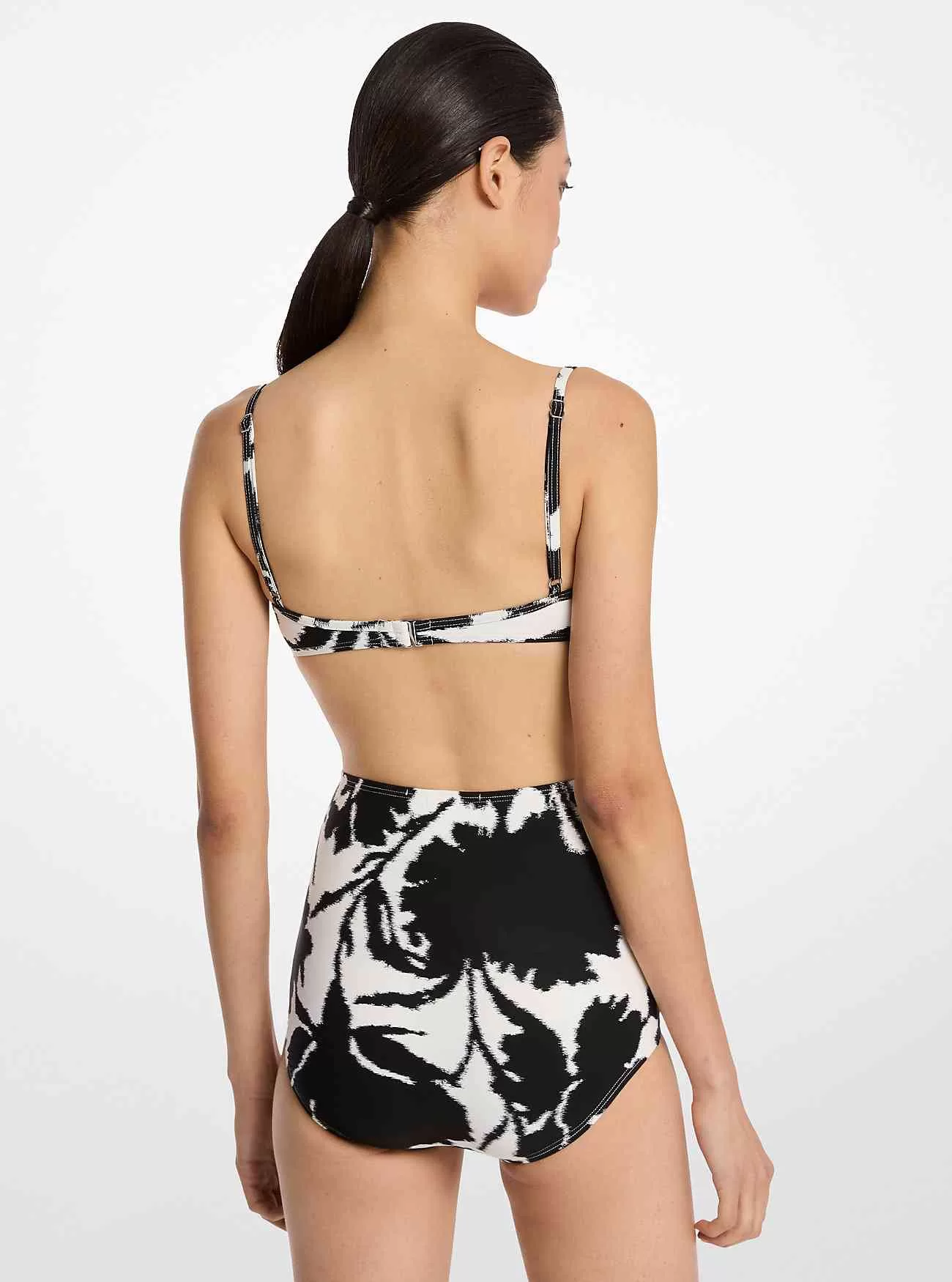 Set bikini e slip in crêpe di nylon elasticizzato floreale