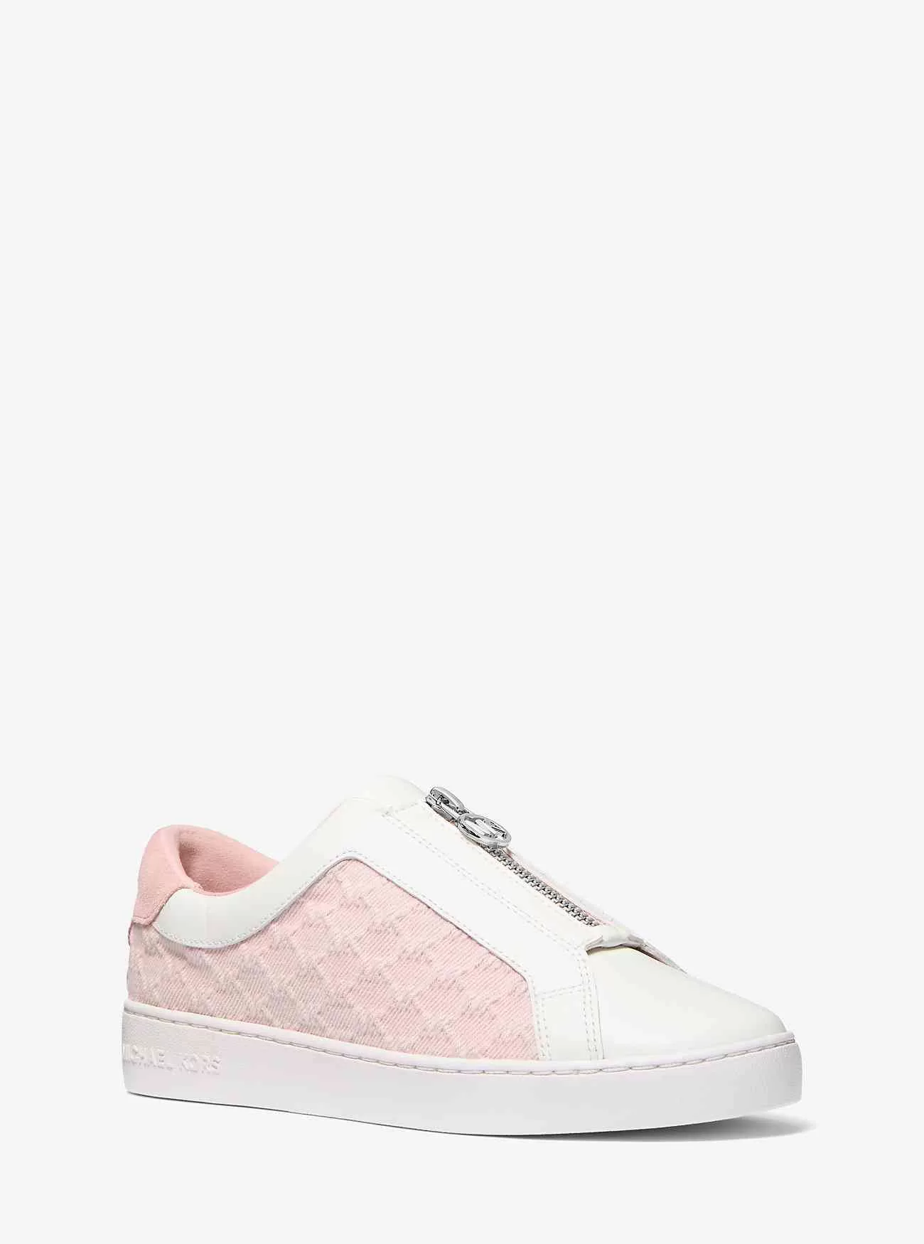 Sneaker Keaton con cerniera in denim e pelle con logo goffrato