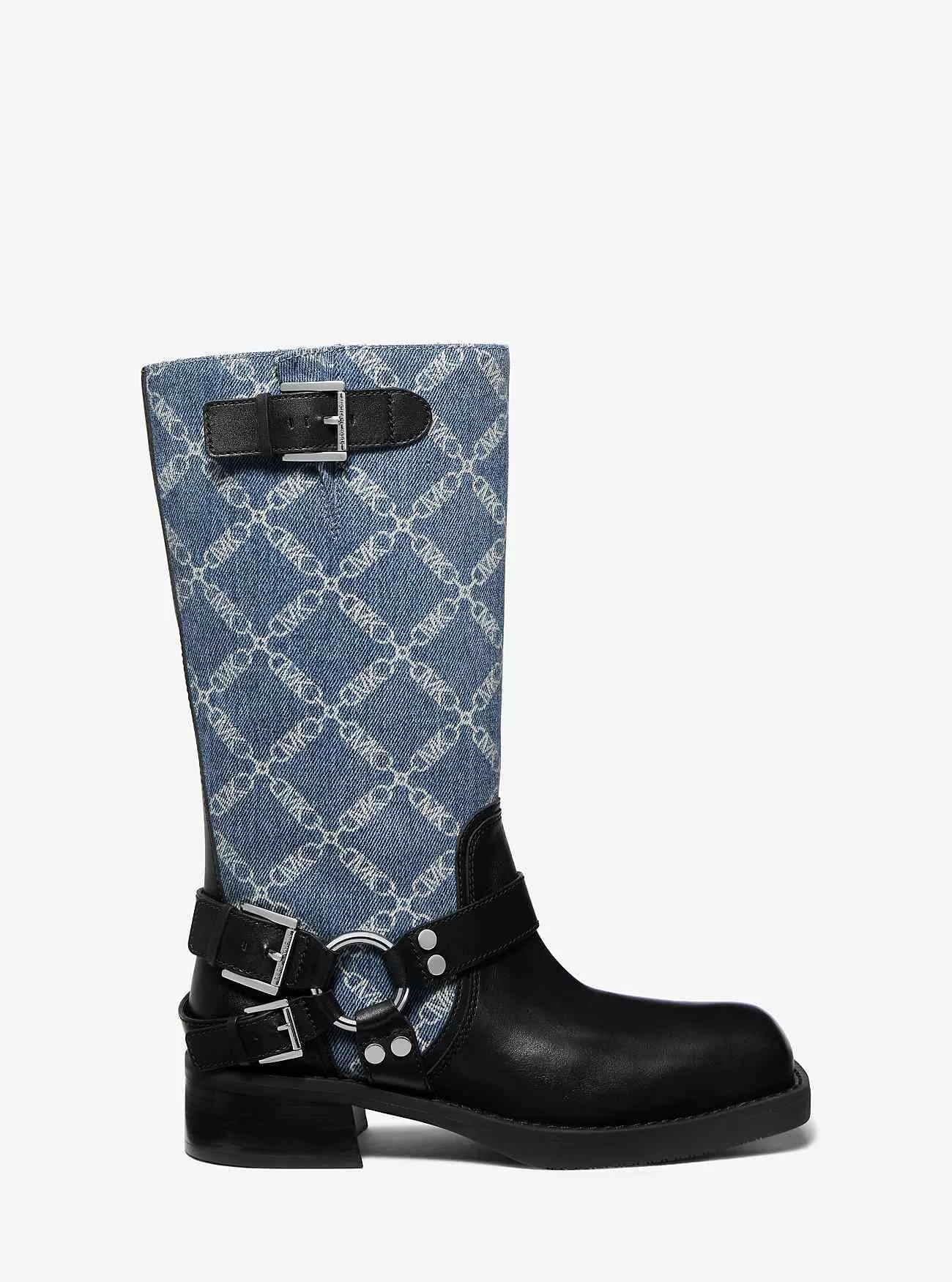 Stivale da moto in denim jacquard Crosby Empire Diamond