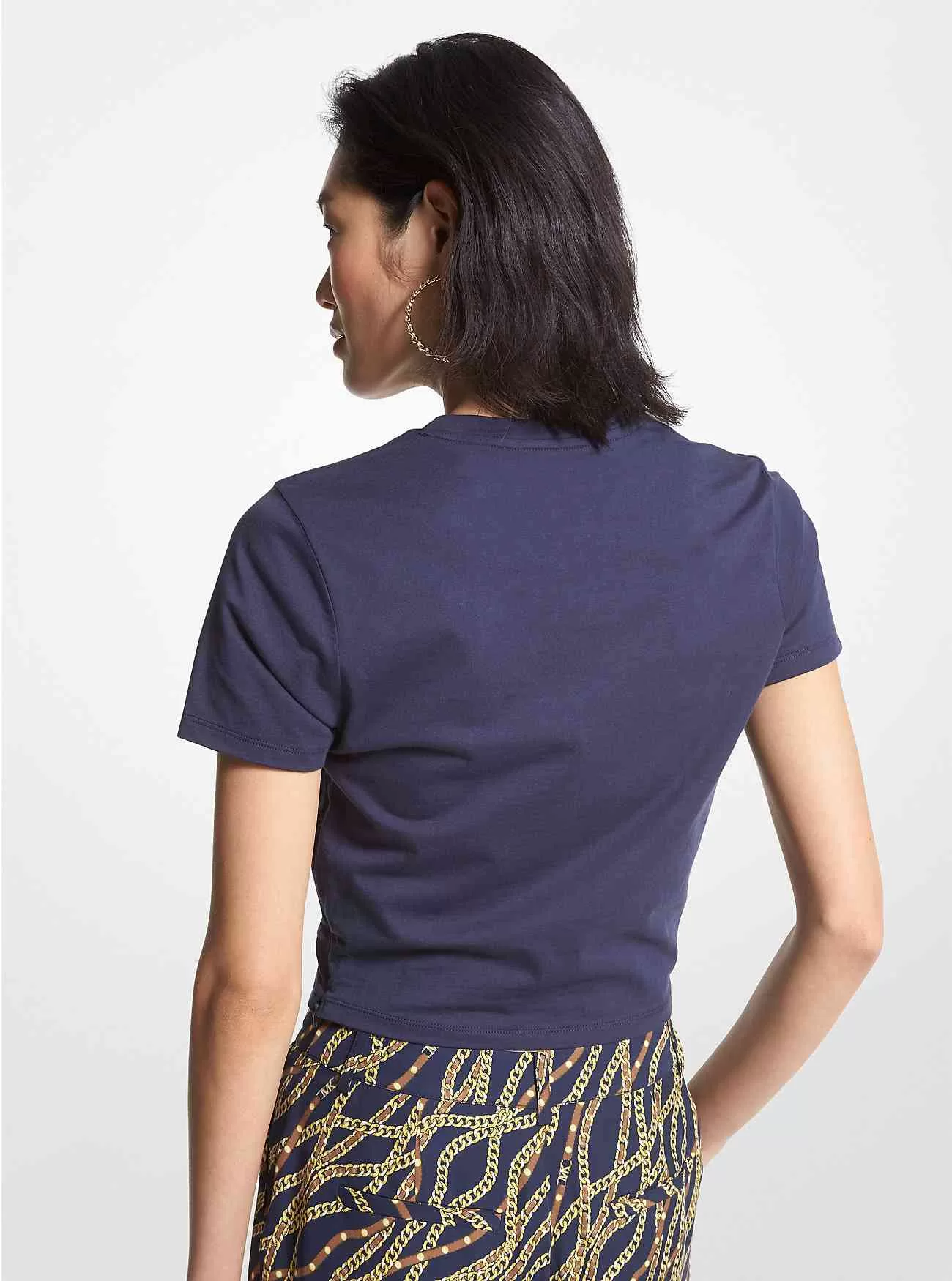 T-shirt ad anello corta in cotone organico con stampa logo