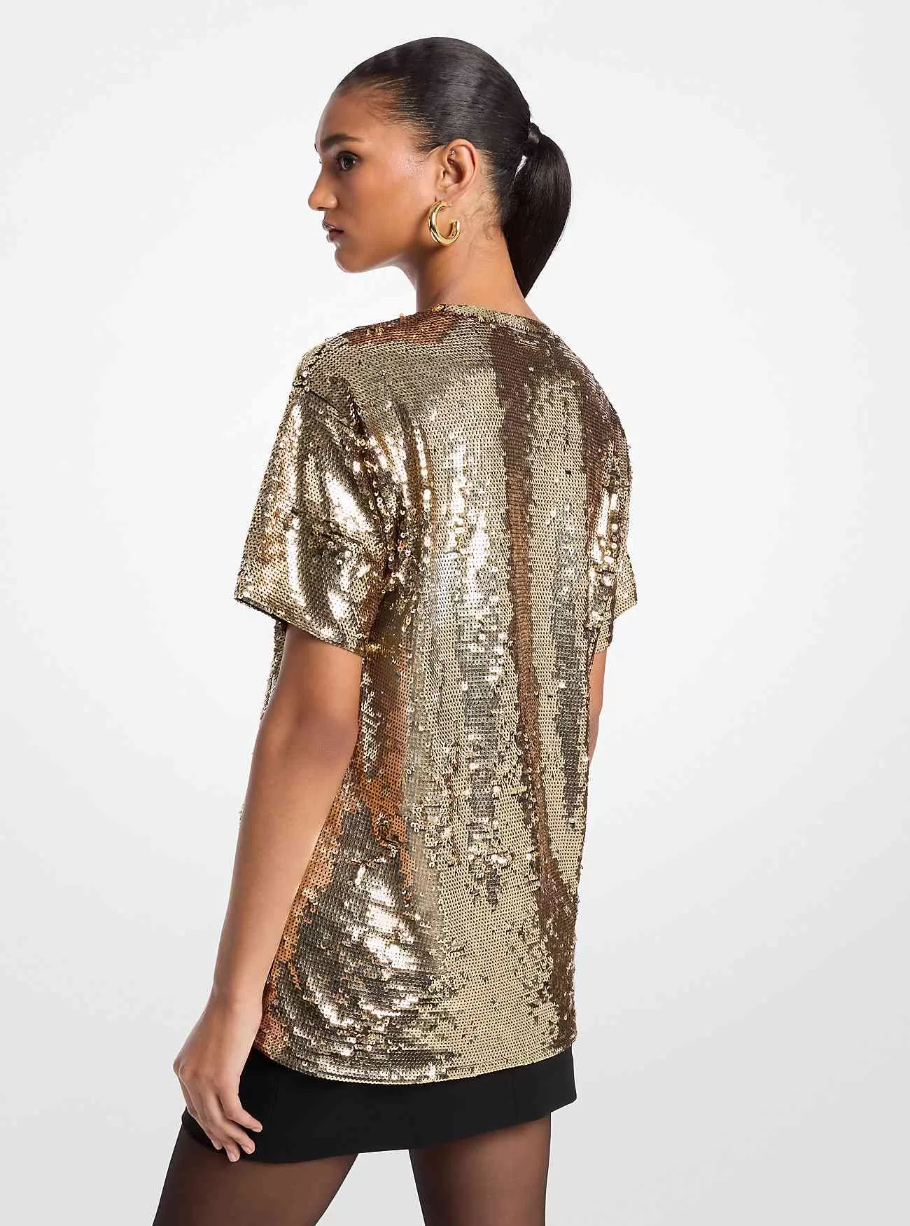 T-shirt oversize in jersey con paillettes